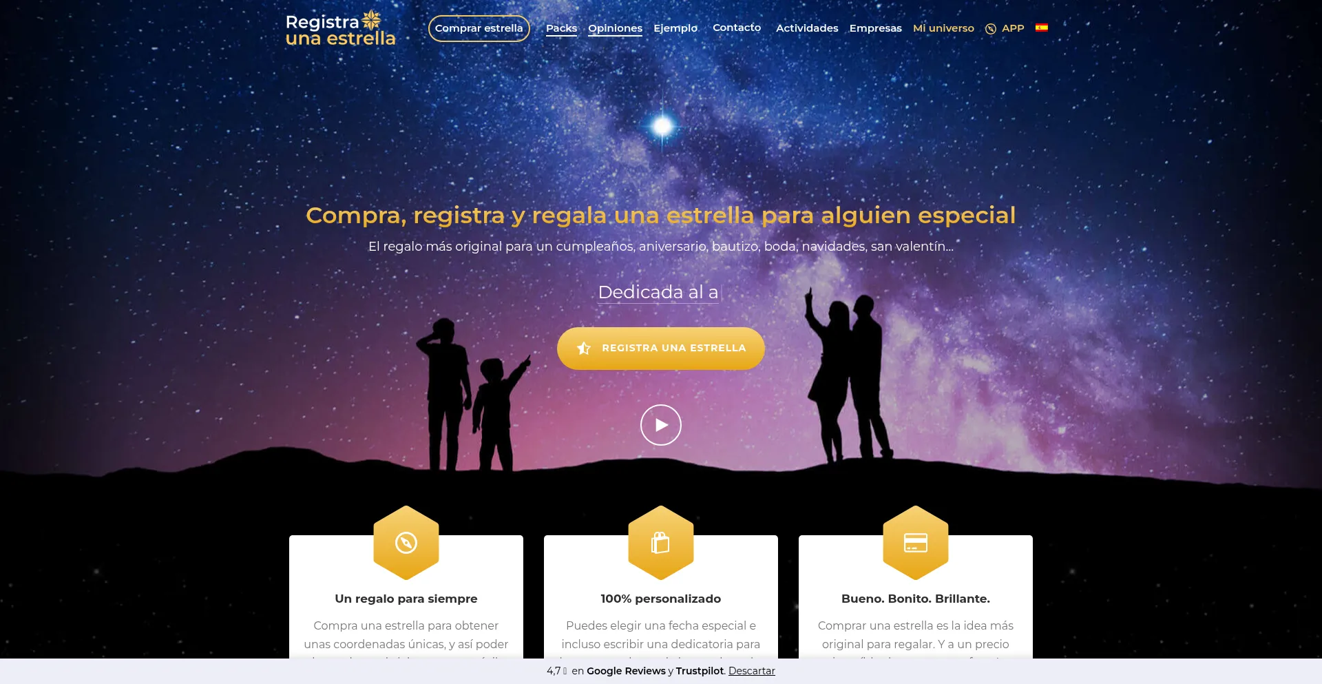 Website screenshot of Registraunaestrella.com