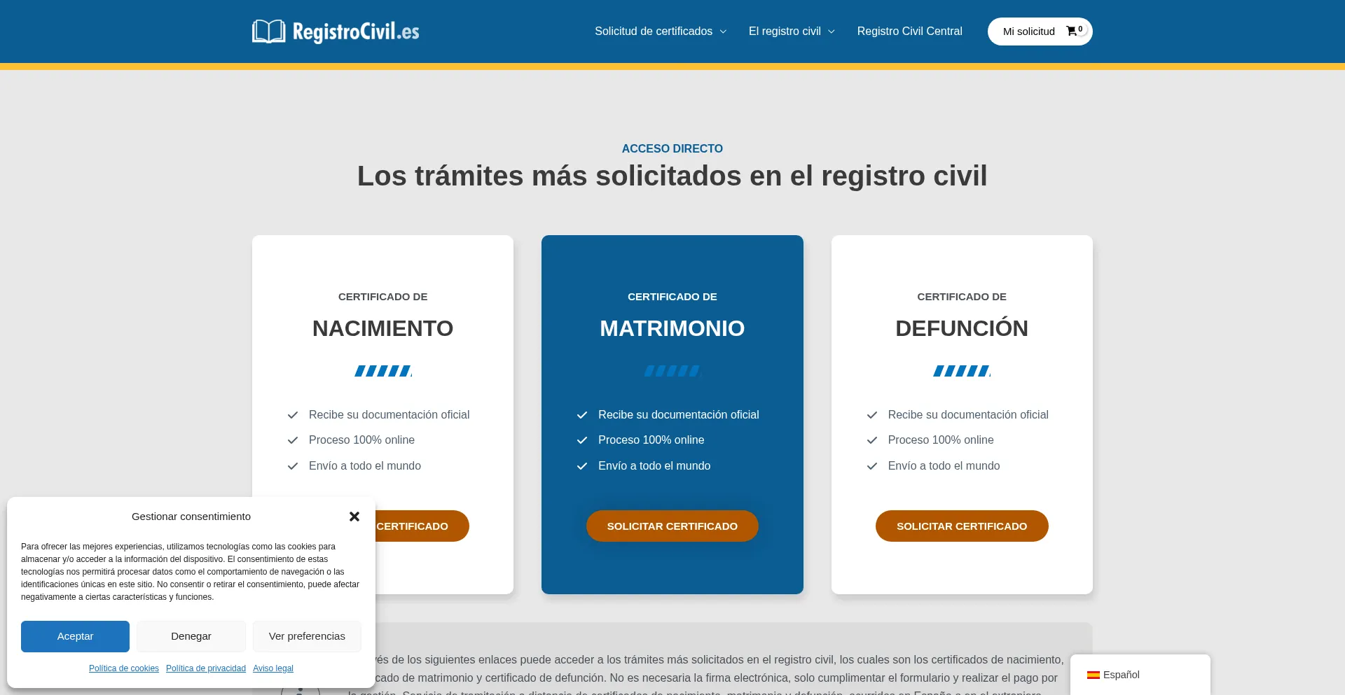 Registrocivil.es Screenshot