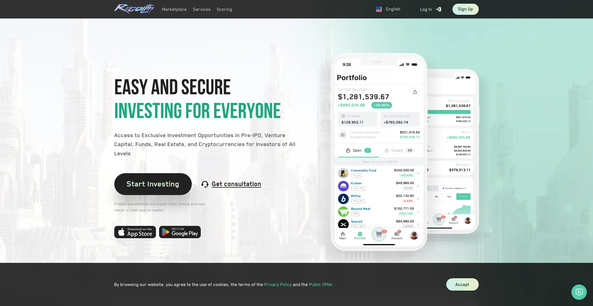 Website screenshot of Regolith.com