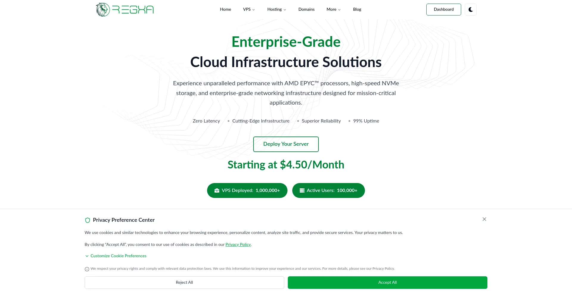 Website screenshot of Regxa.com
