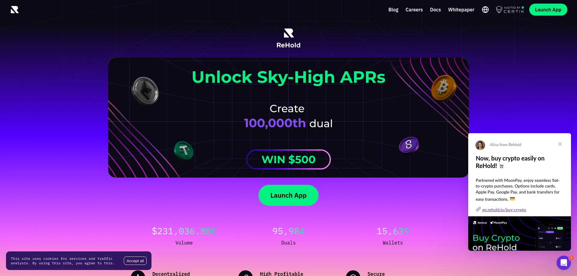 Website screenshot of Rehold.io