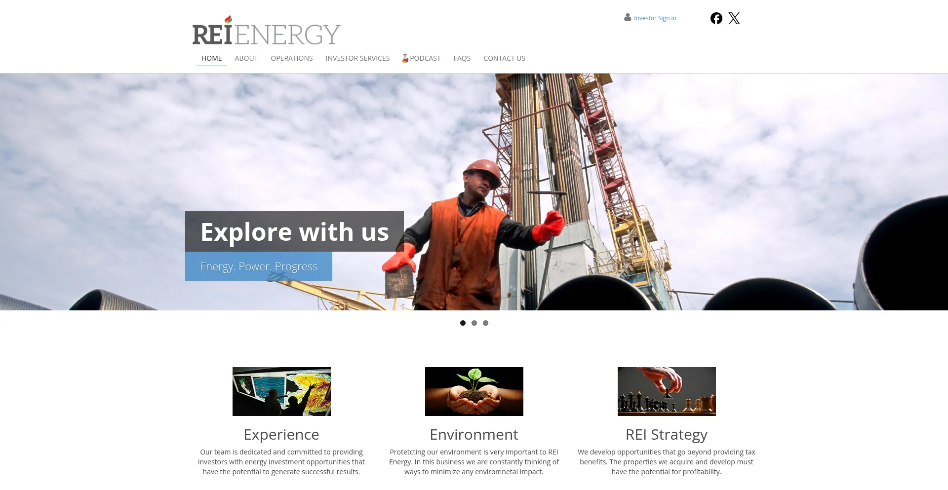 Website screenshot of Reienergy.com
