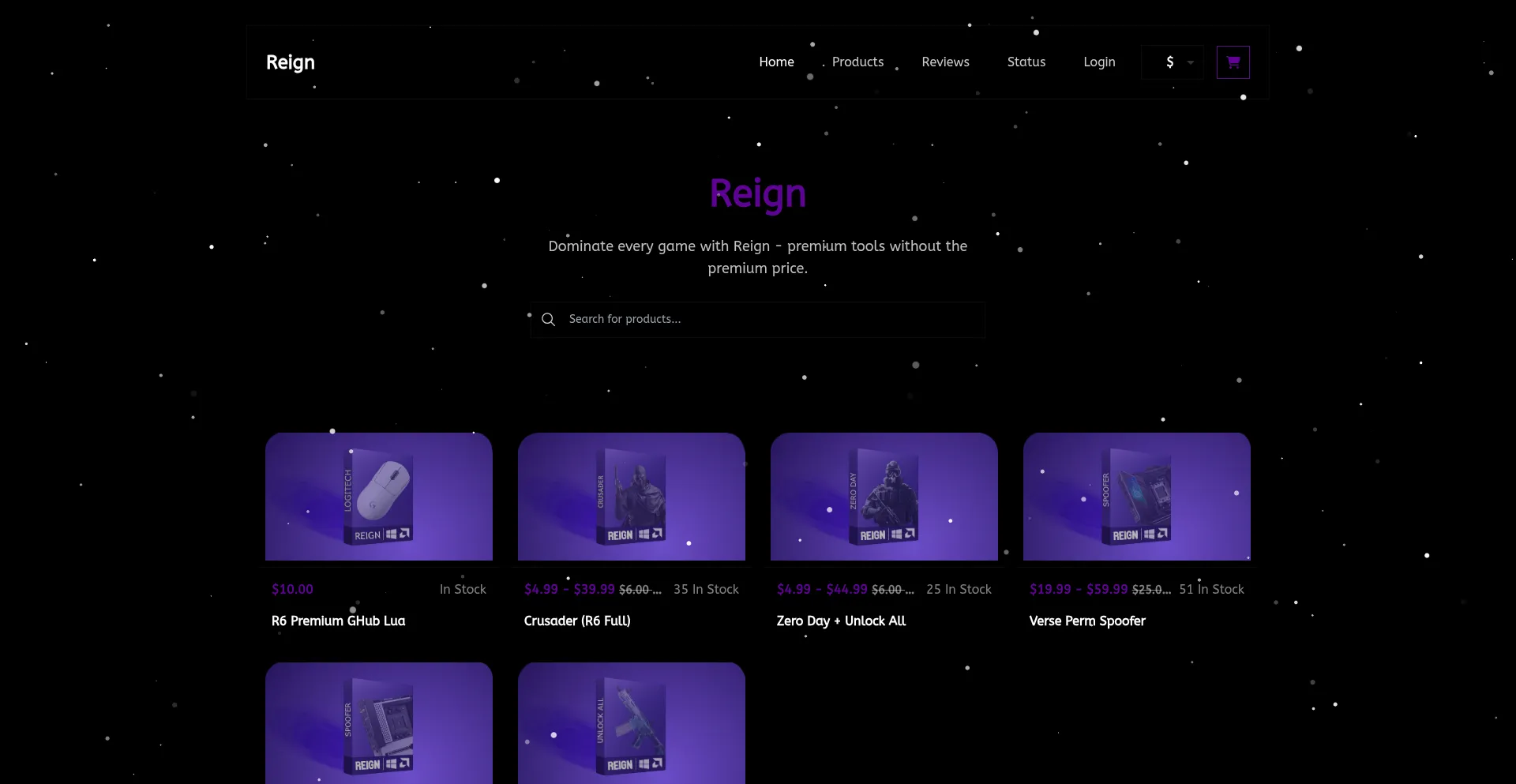 Website screenshot of Reignservices.shop