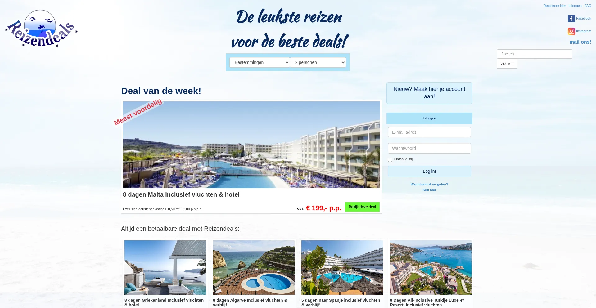 Reizendeals.nl Screenshot