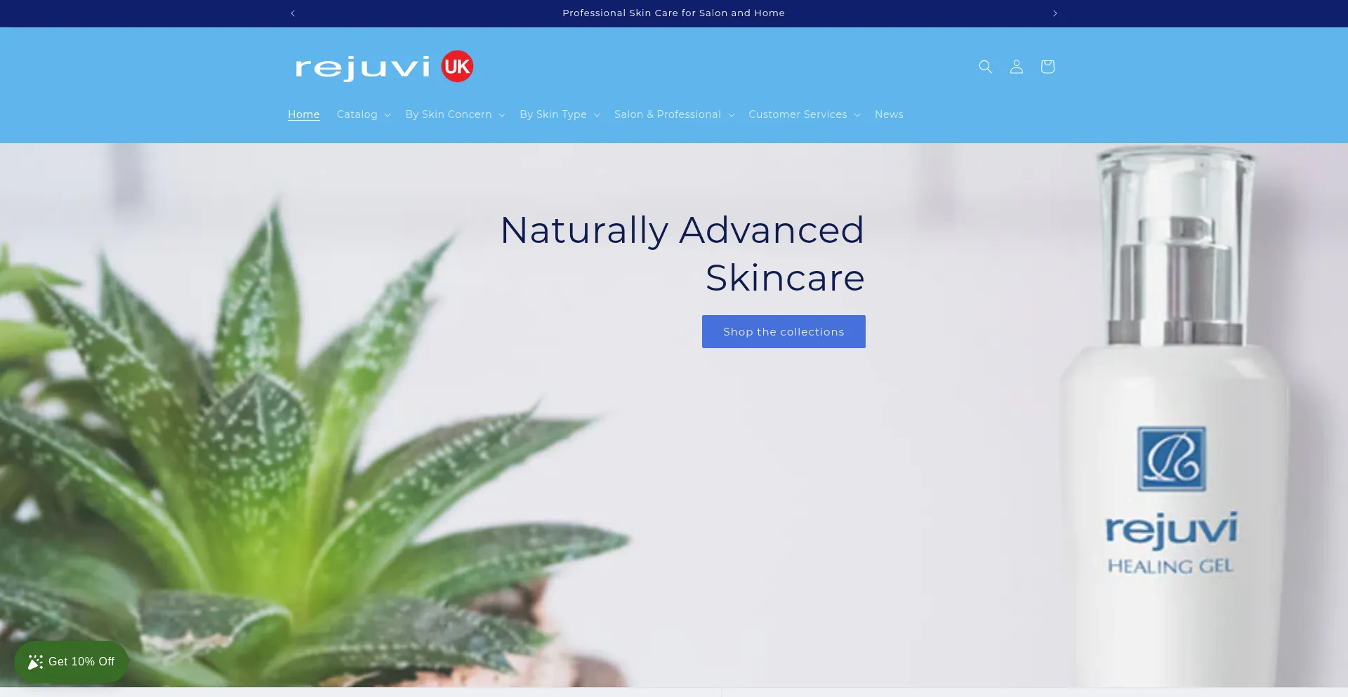 Website screenshot of Rejuvi.co.uk
