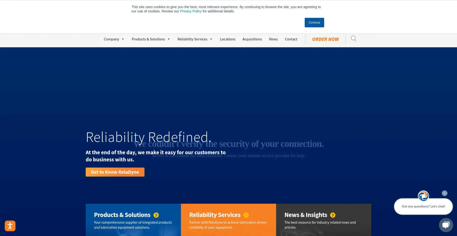 Website screenshot of Reladyne.com
