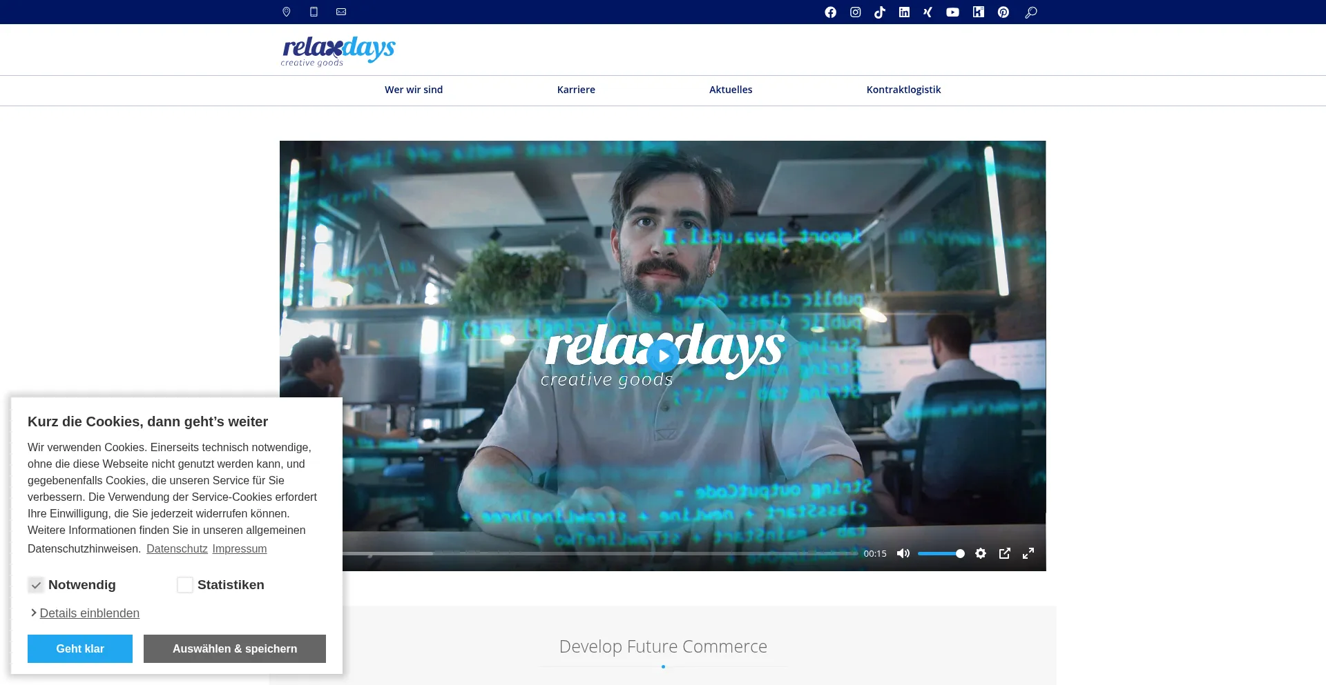 Website screenshot of Relaxdays-unternehmen.de