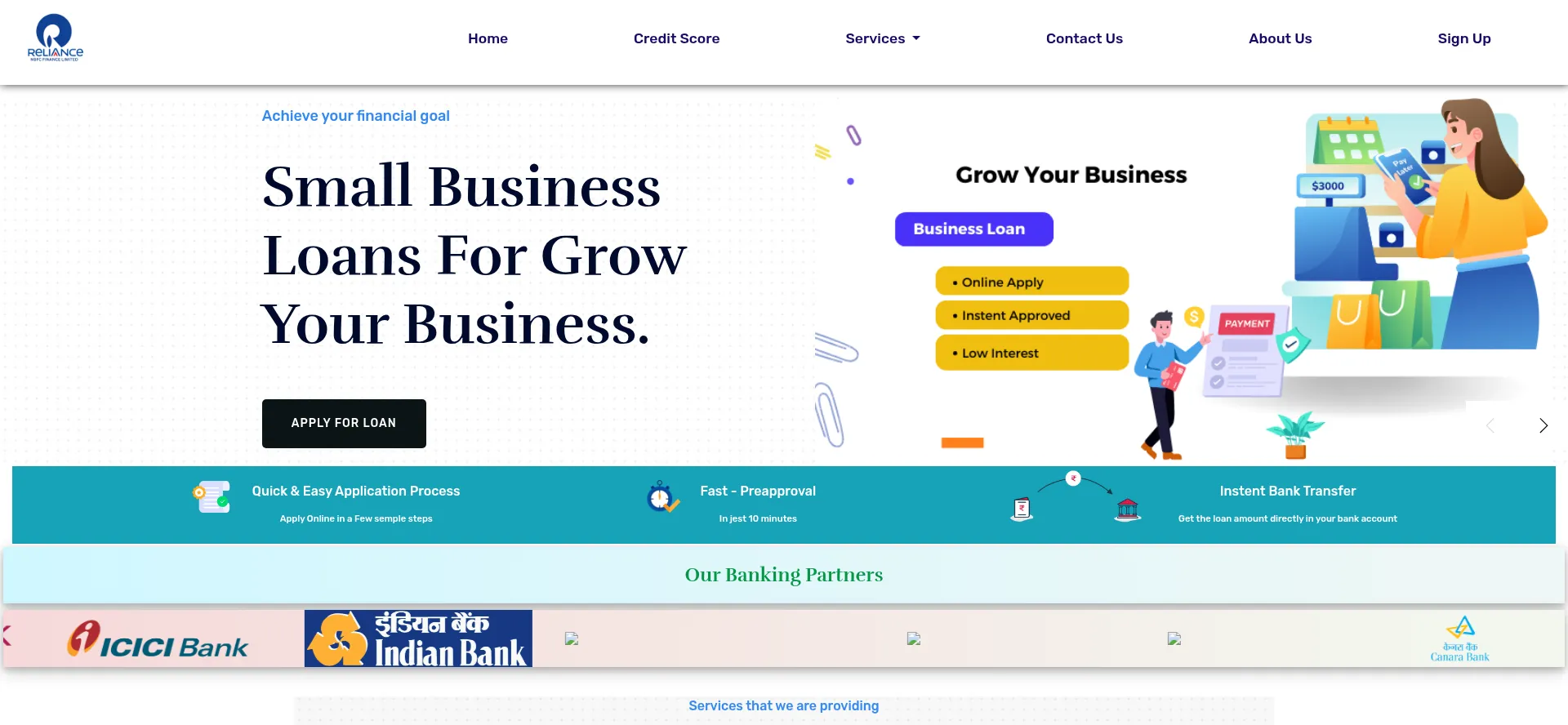 Website screenshot of Reliancefinance.co.in