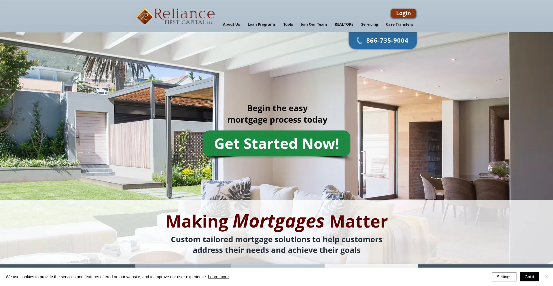 Website screenshot of Reliancefirstcapital.com