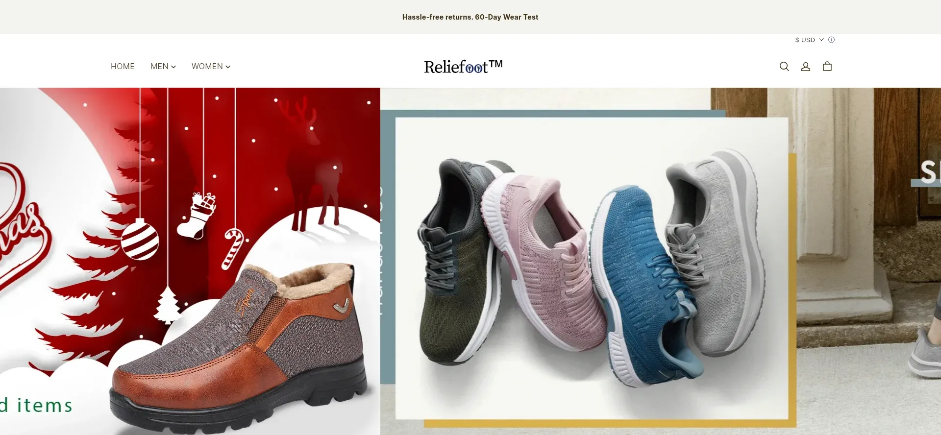 Website screenshot of Reliefoot.com