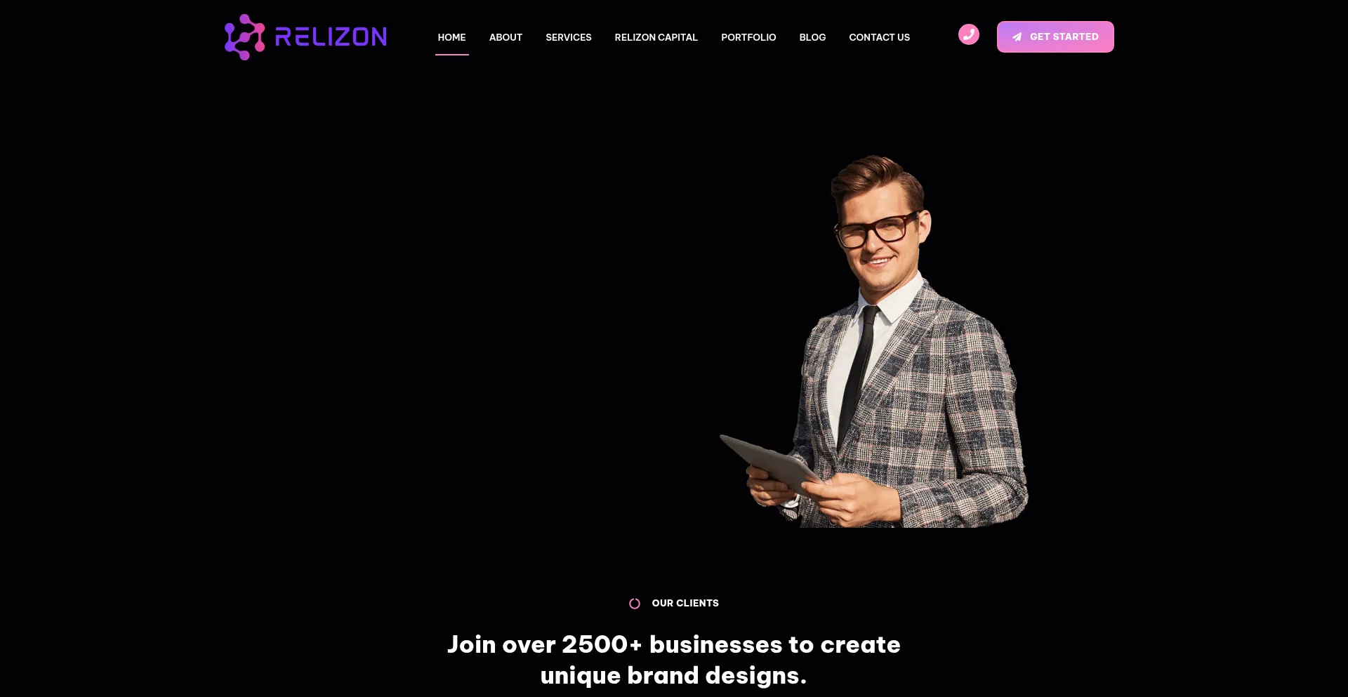 Website screenshot of Relizon.ai
