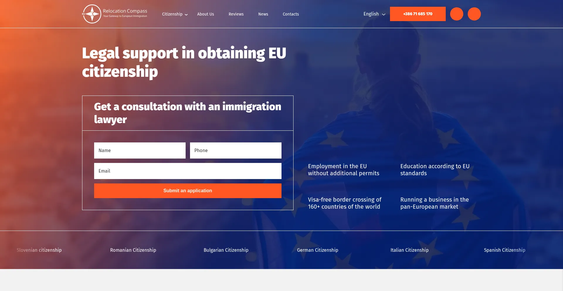 Website screenshot of Relocationcompass.com