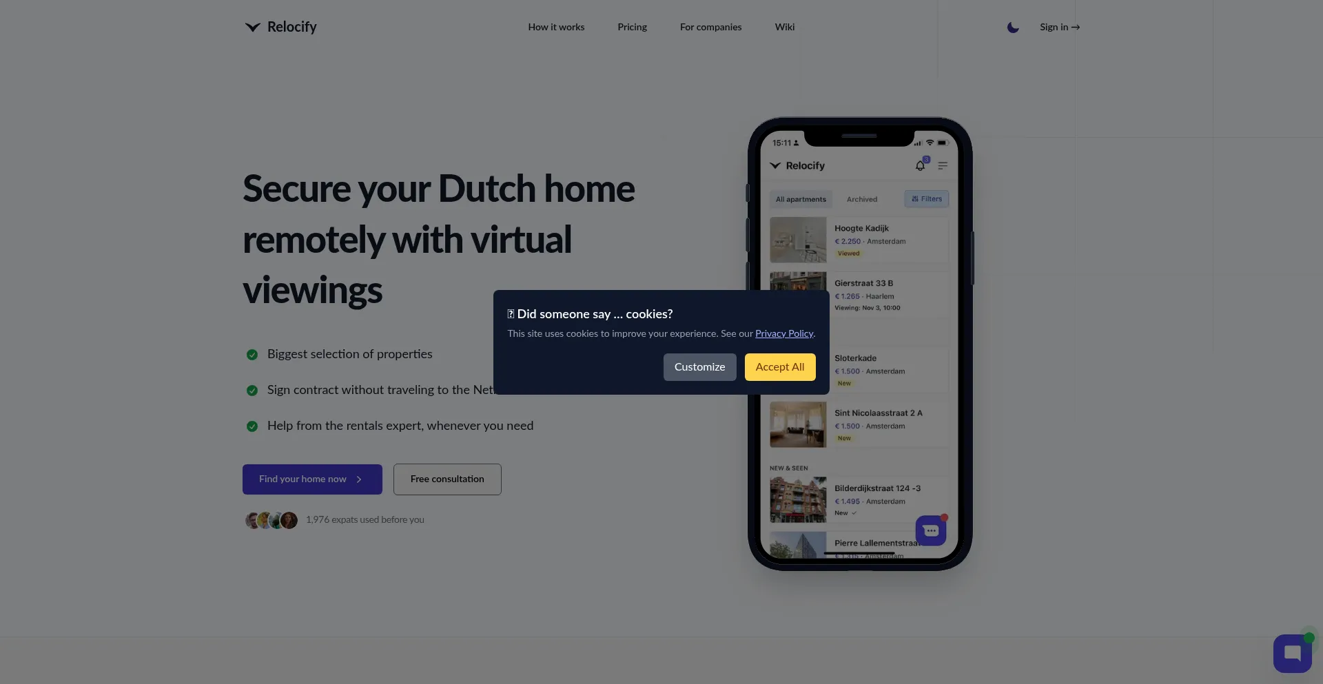 Relocify.nl Screenshot
