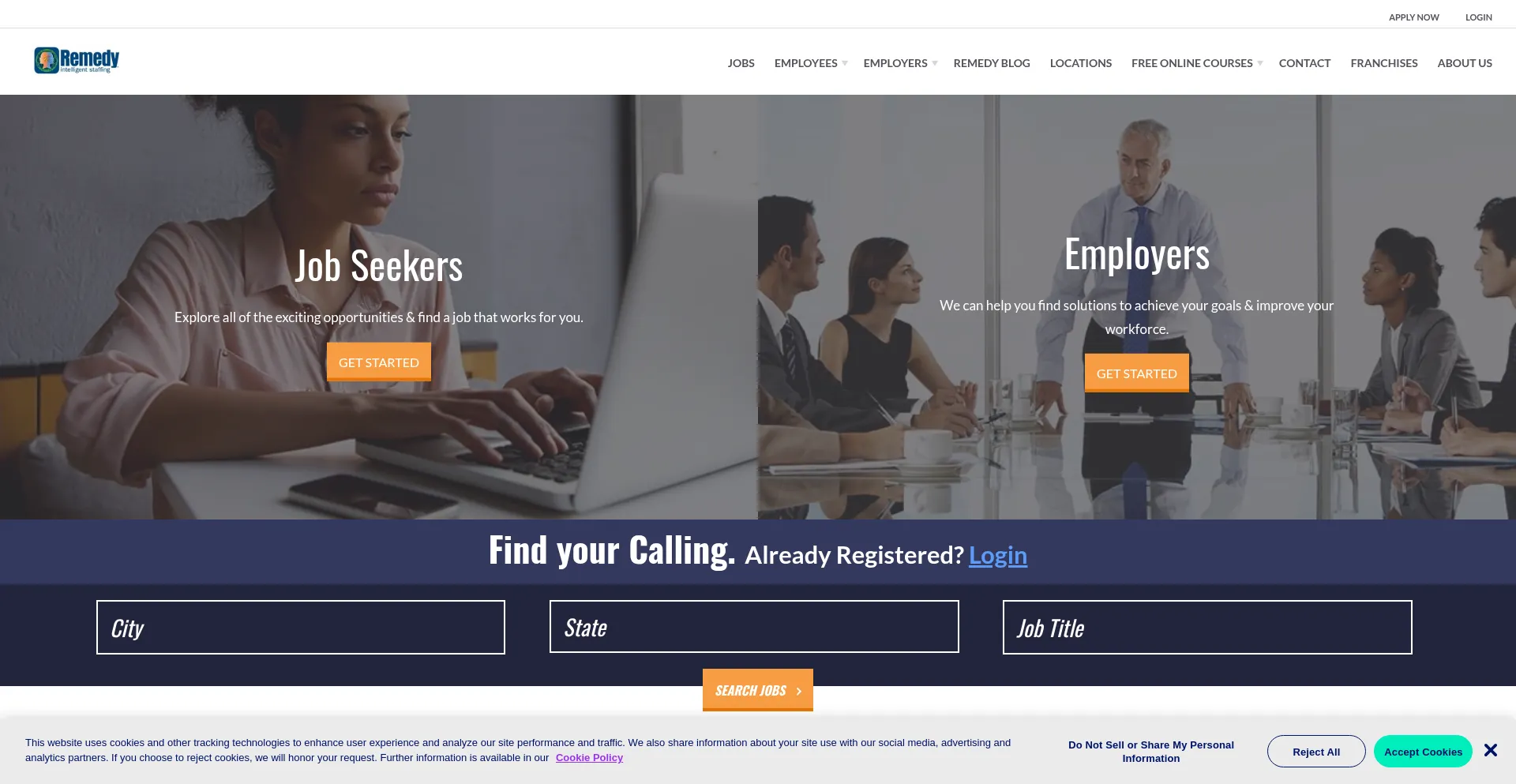 Website screenshot of Remedystaffing.com