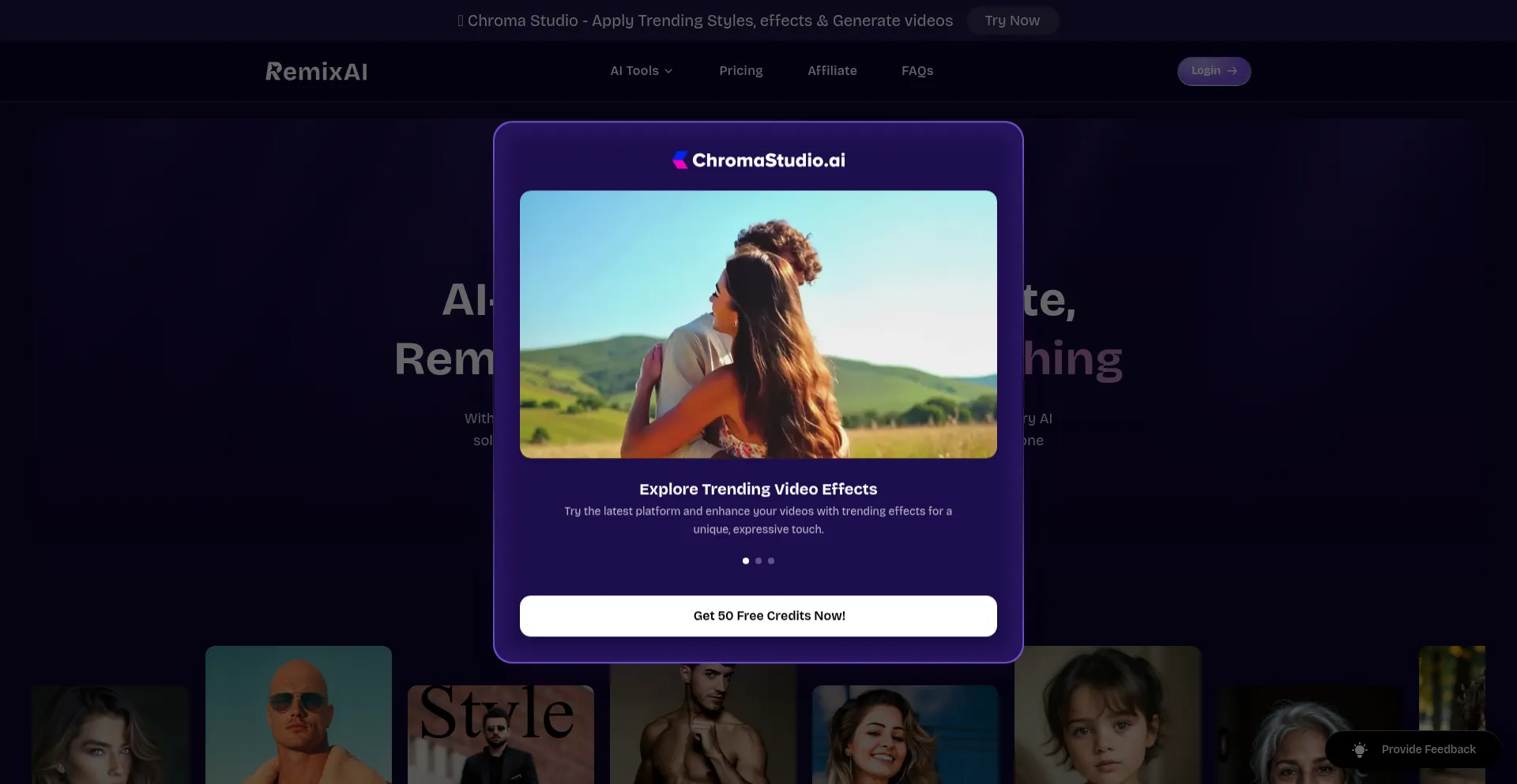 Website screenshot of Remixai.io