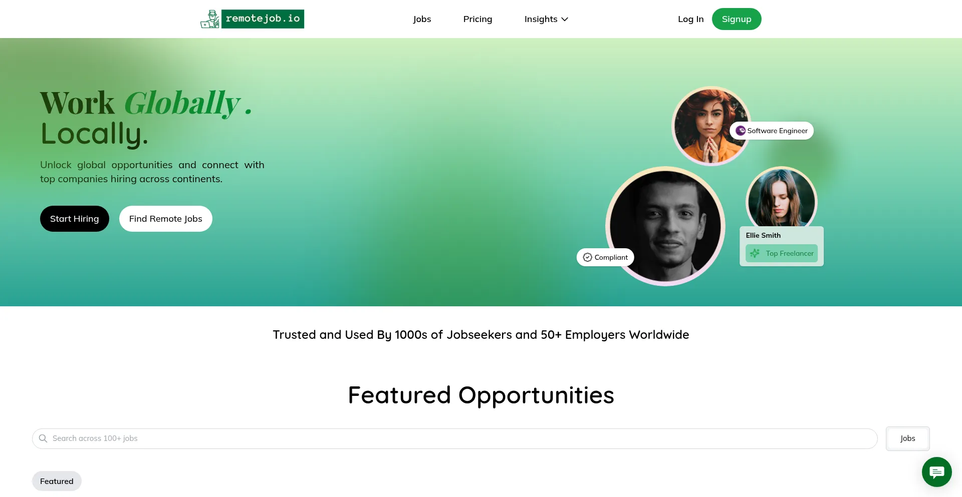 Website screenshot of Remotejob.io