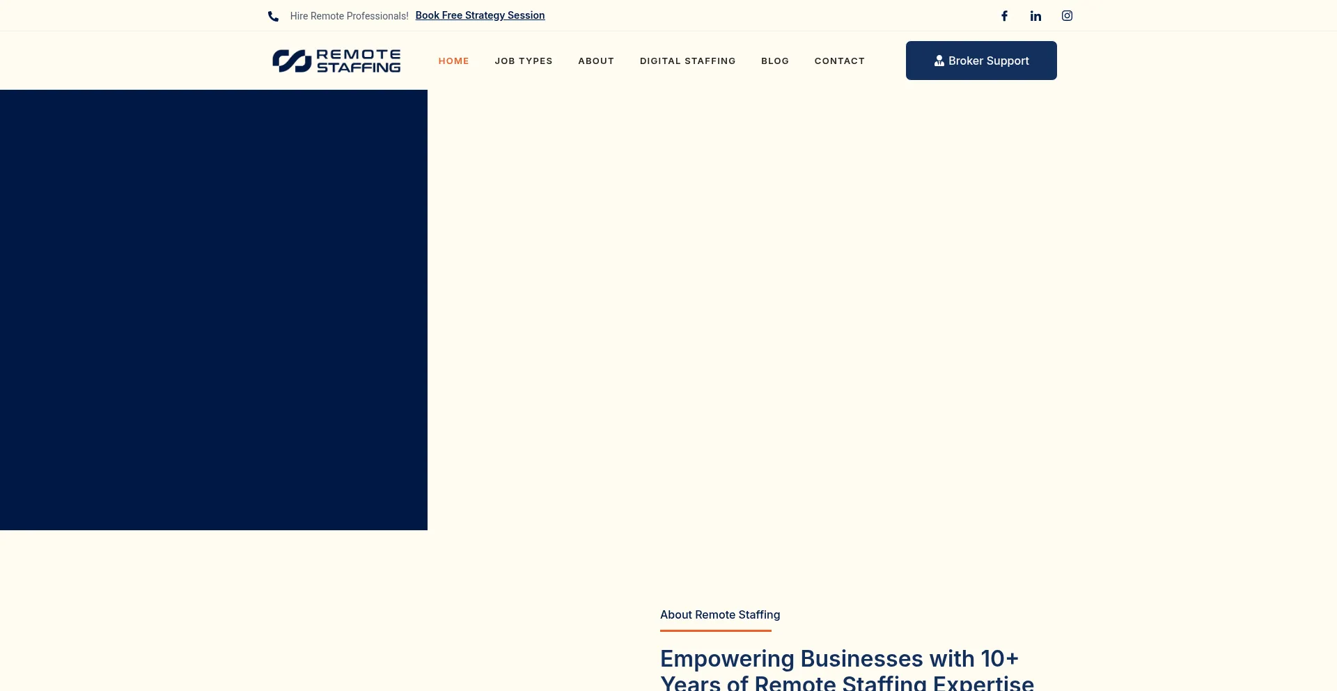 Website screenshot of Remotestaffhub.com