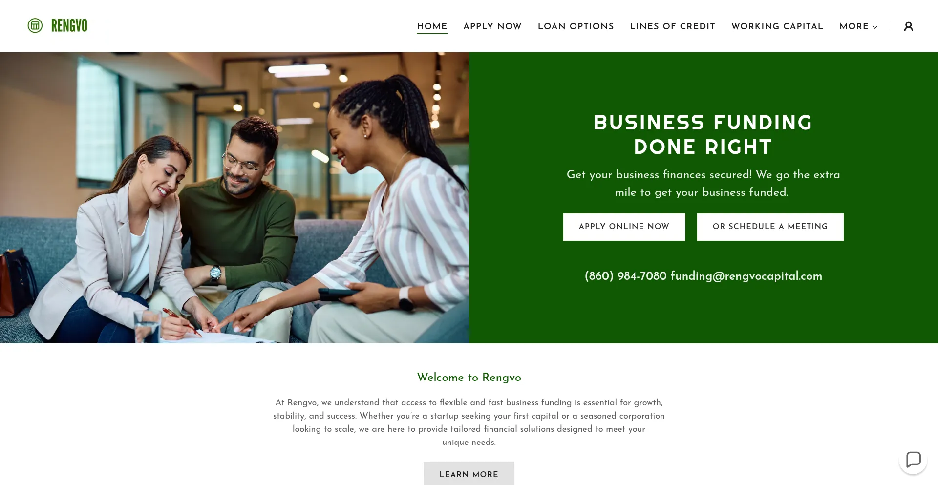 Website screenshot of Rengvocapital.com