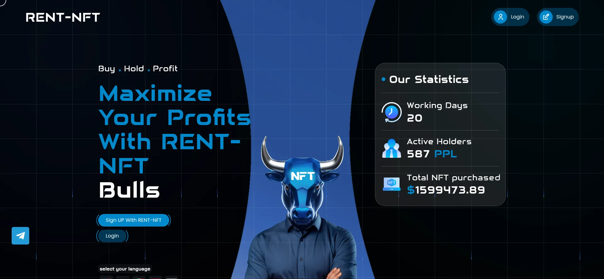 Website screenshot of Rent-nft.com
