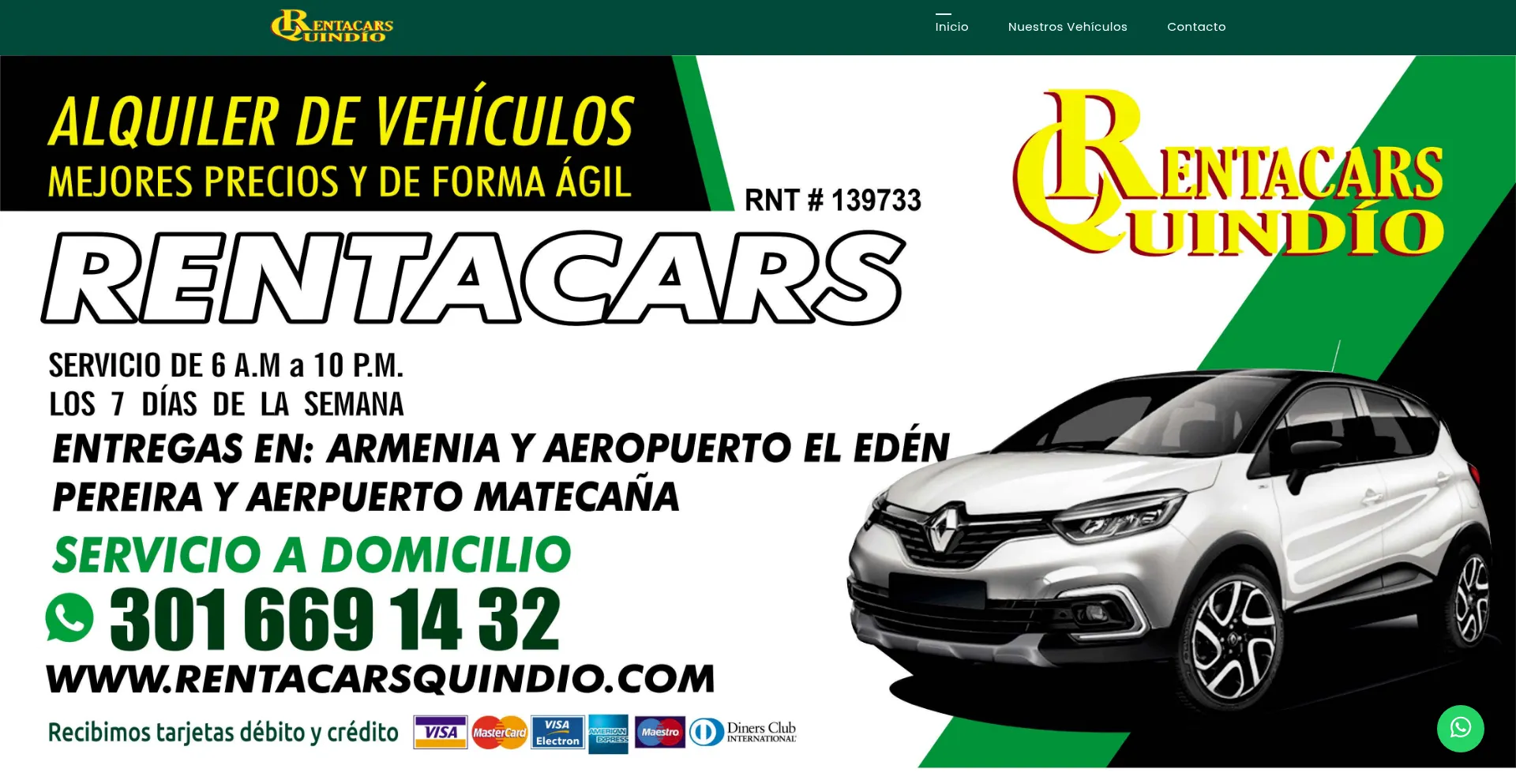 Rentacarsquindio.com Screenshot