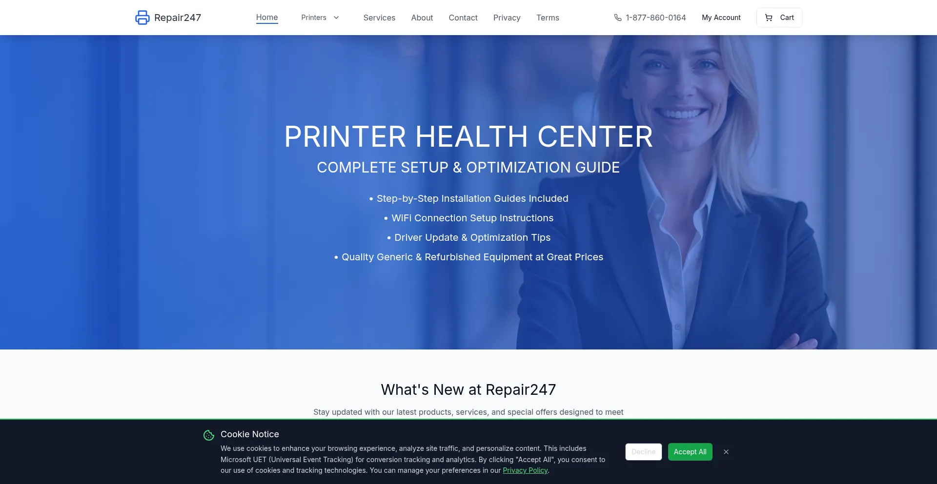 Website screenshot of Repair247.us