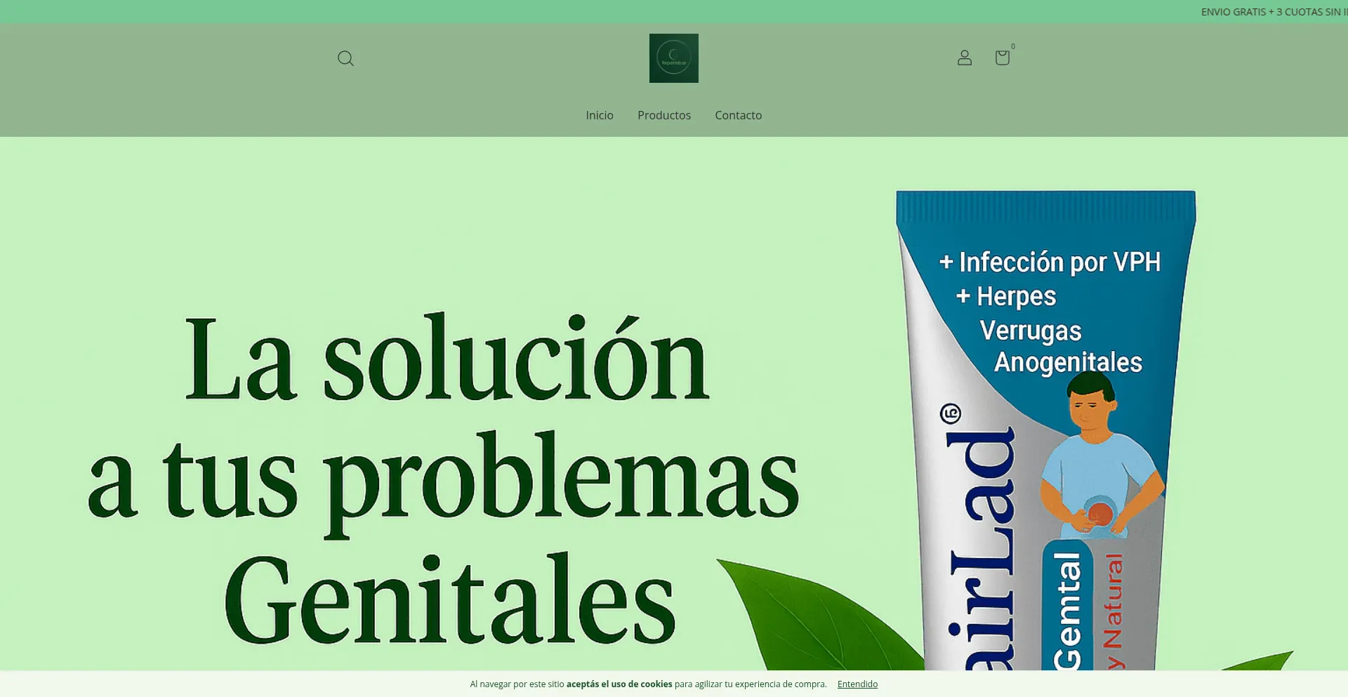 Website screenshot of Repairladar.mitiendanube.com