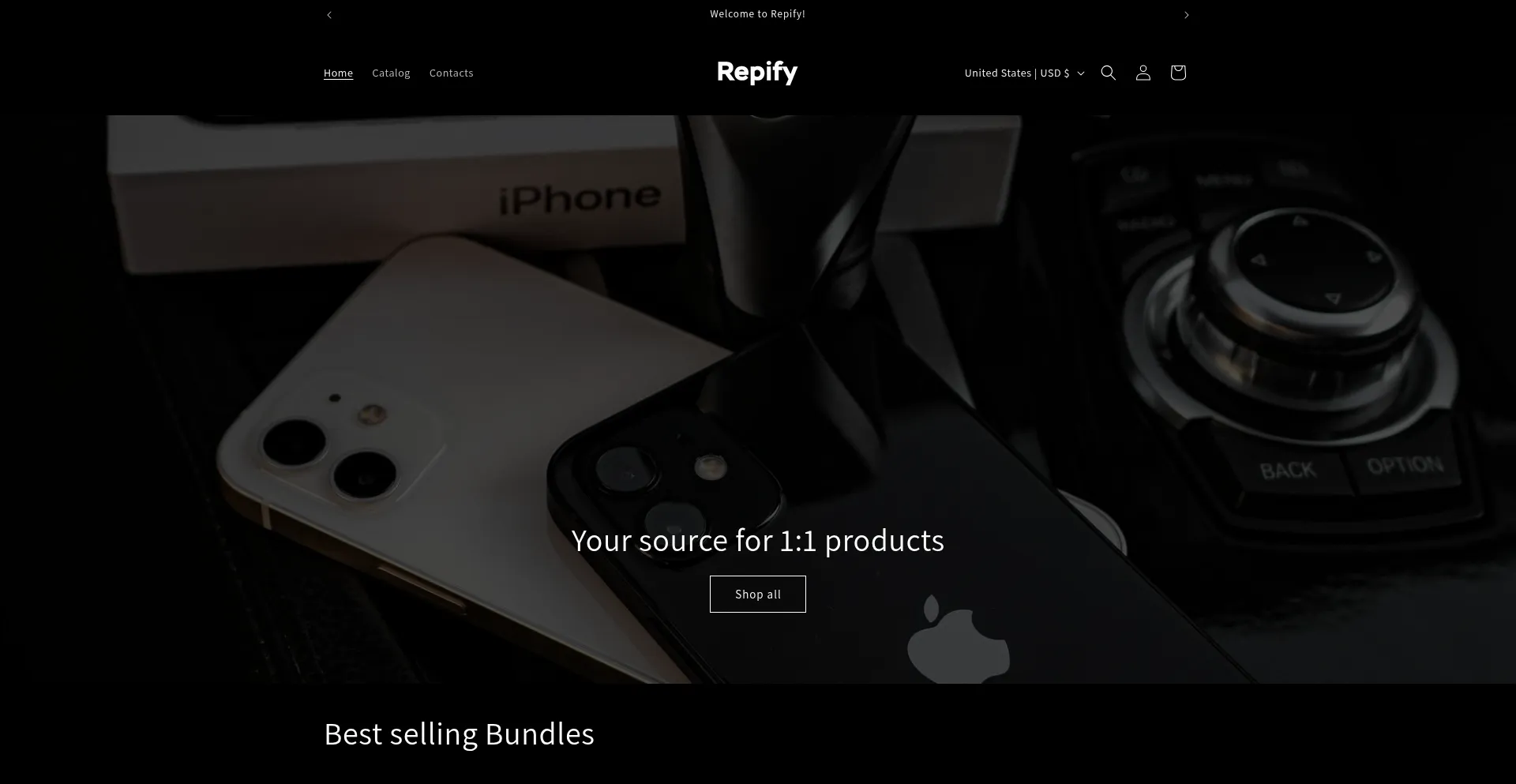 Website screenshot of Repify.shop