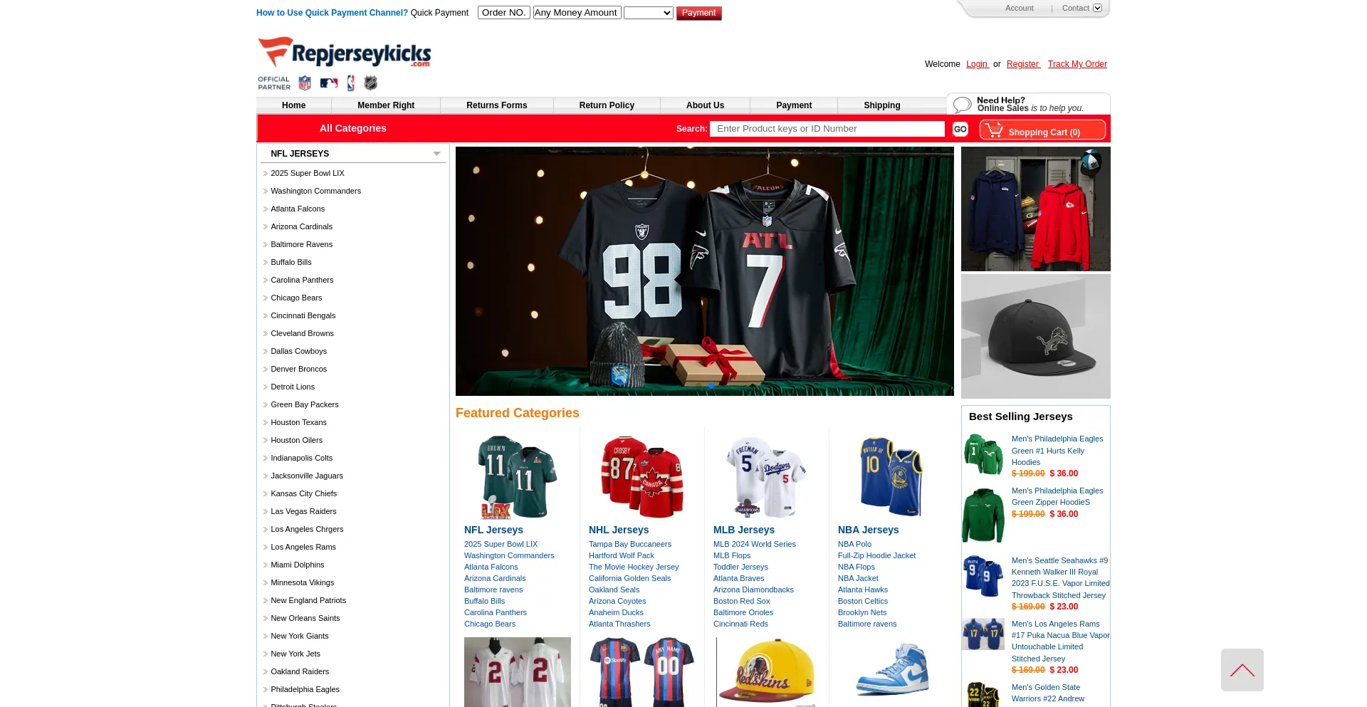 Website screenshot of Repjerseykicks.com