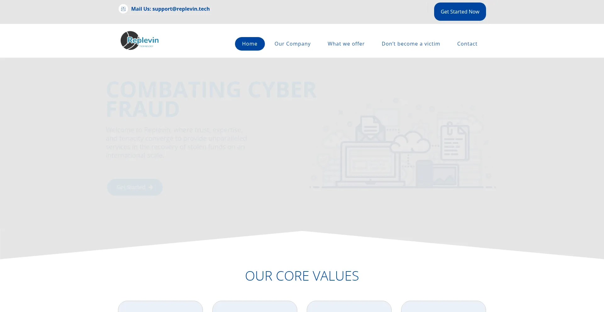 Website screenshot of Replevin.tech