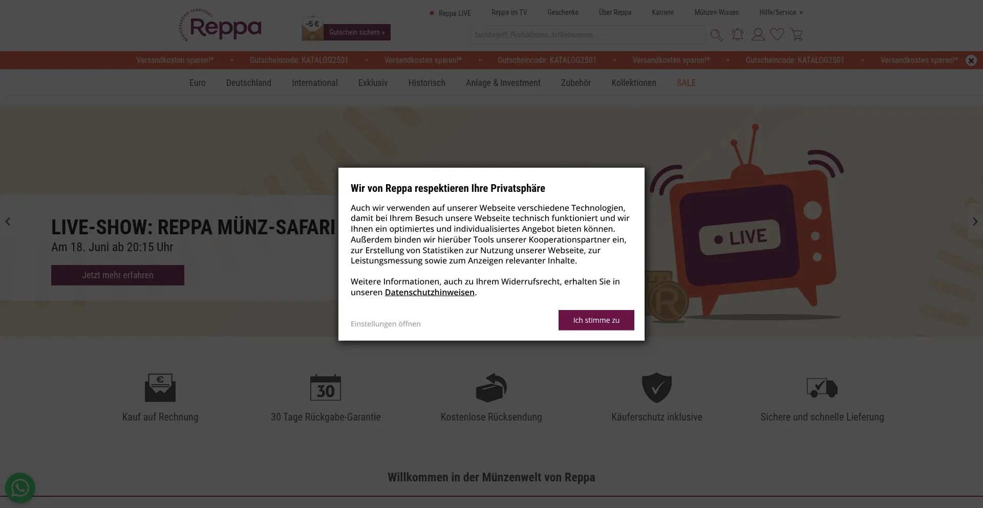 Website screenshot of Reppa.de