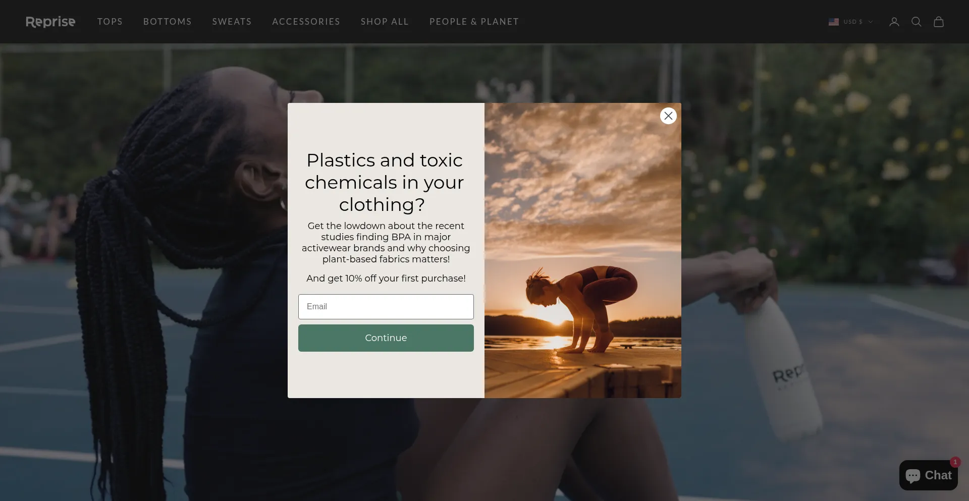 Website screenshot of Repriseactivewear.com