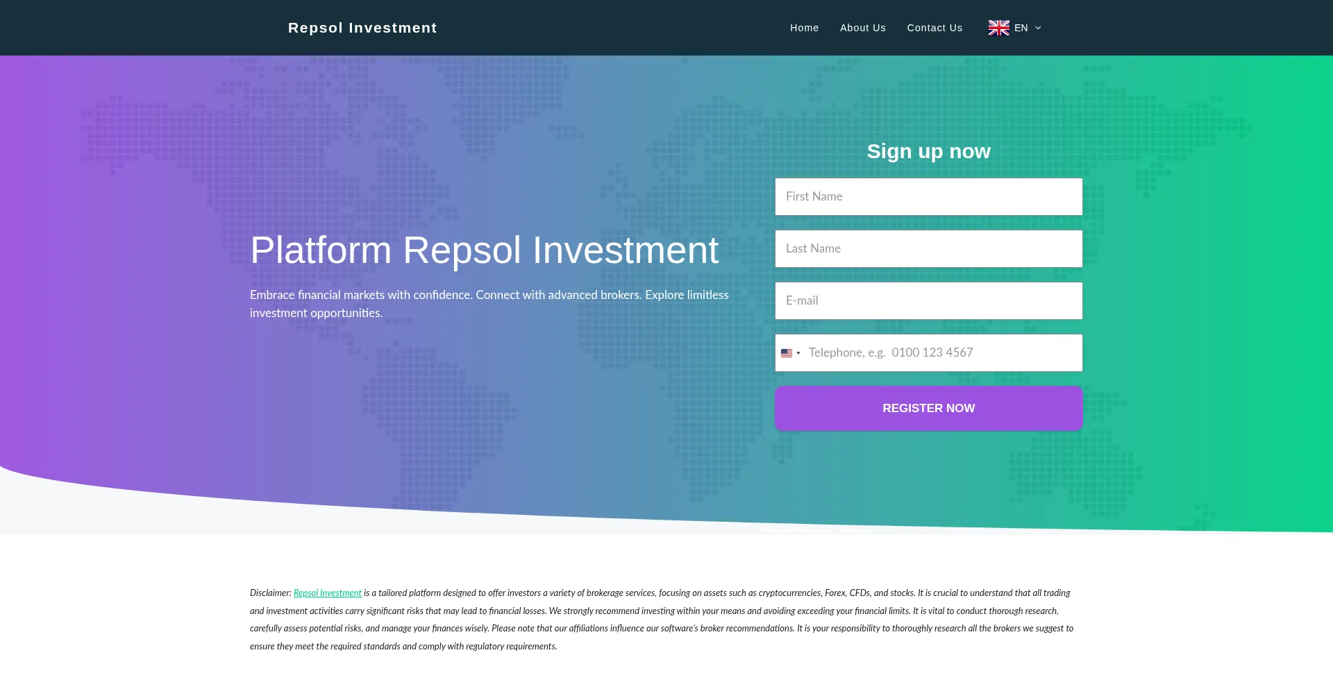 Website screenshot of Repsol-investment.net