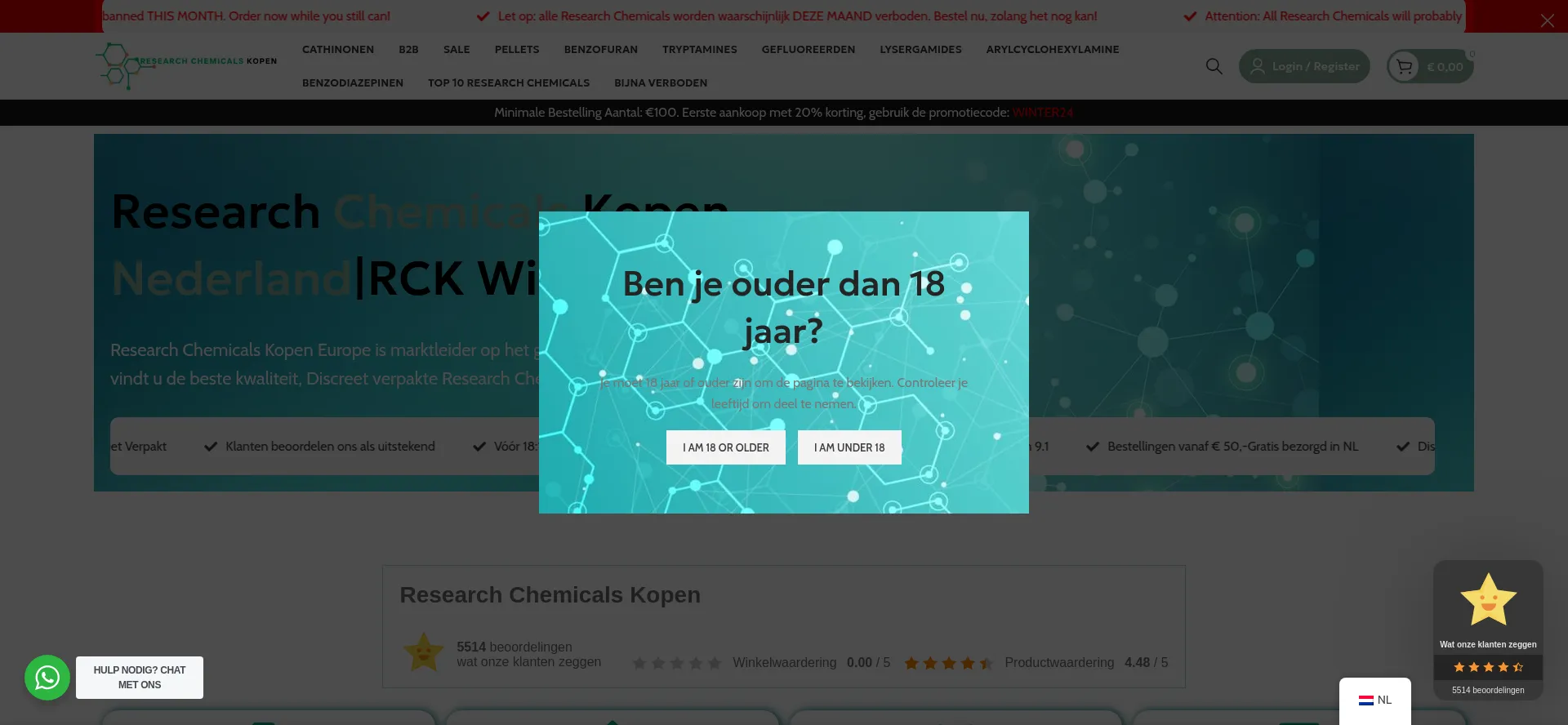 Website screenshot of Researchchemicalskopen.net