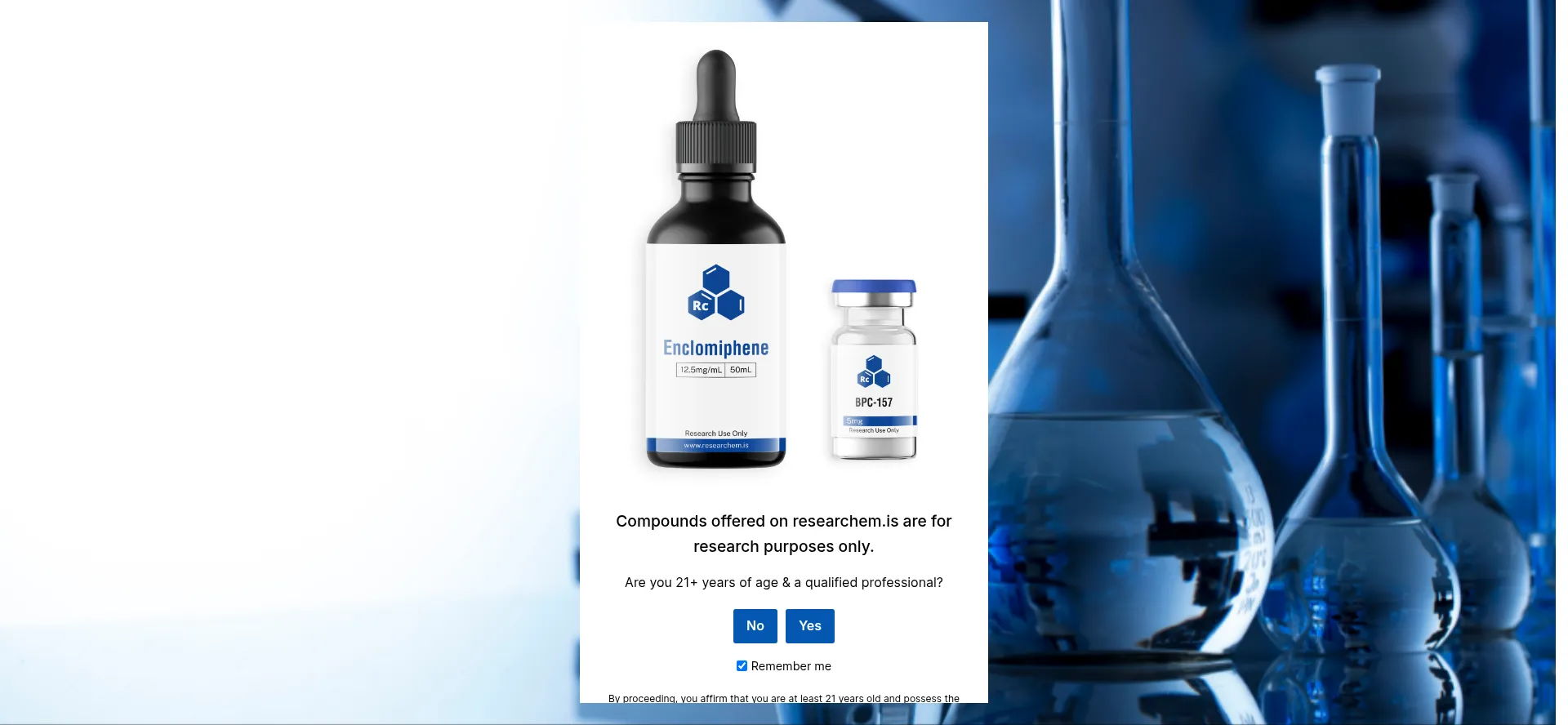 Website screenshot of Researchem.is