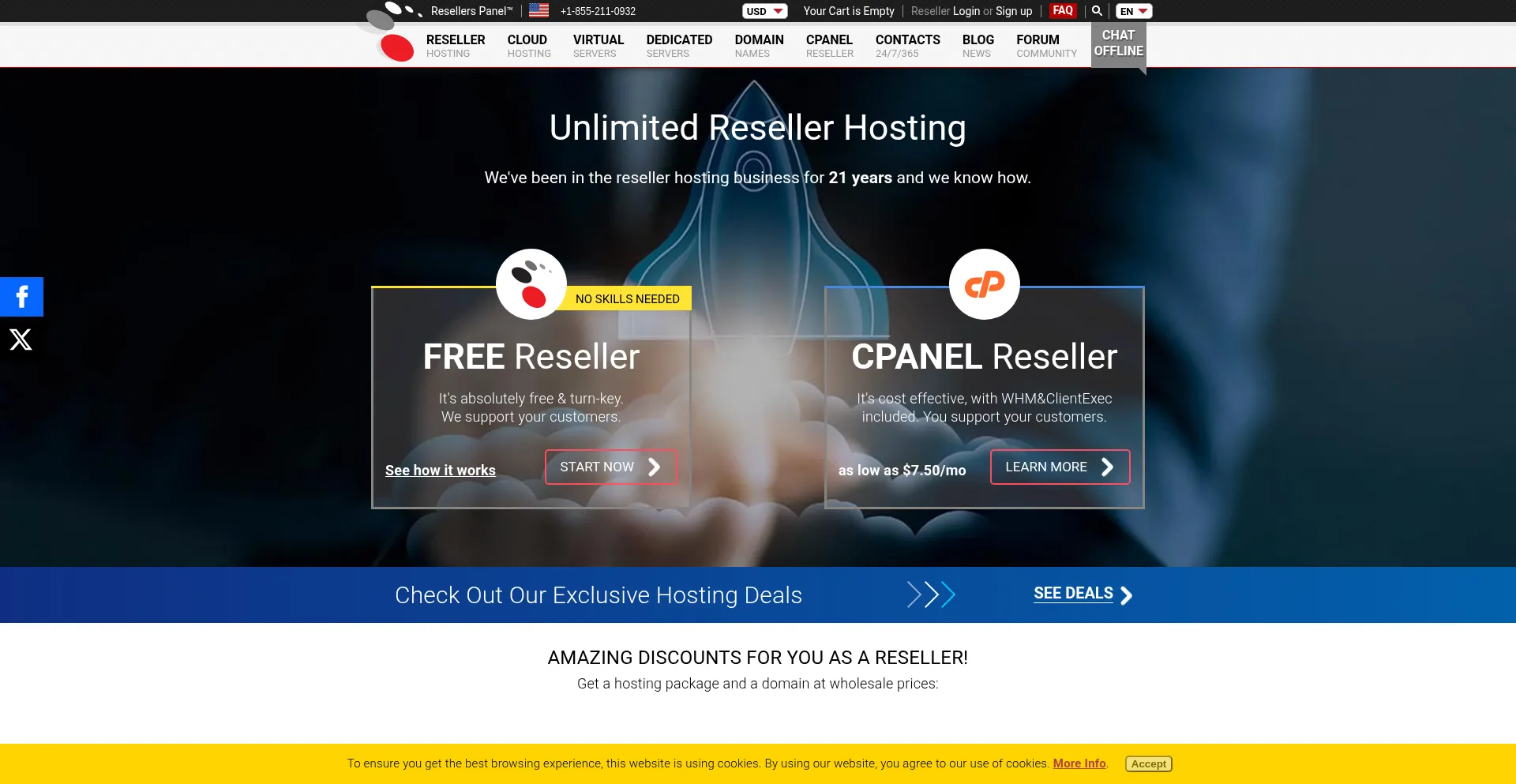 Website screenshot of Resellerspanel.com