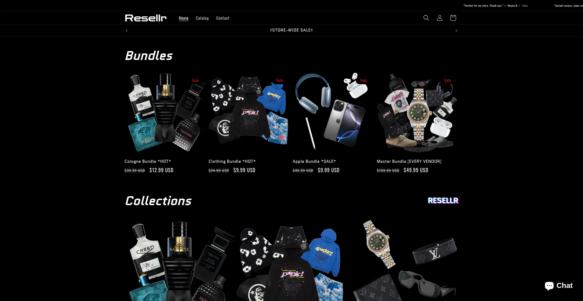 Website screenshot of Resellr.us