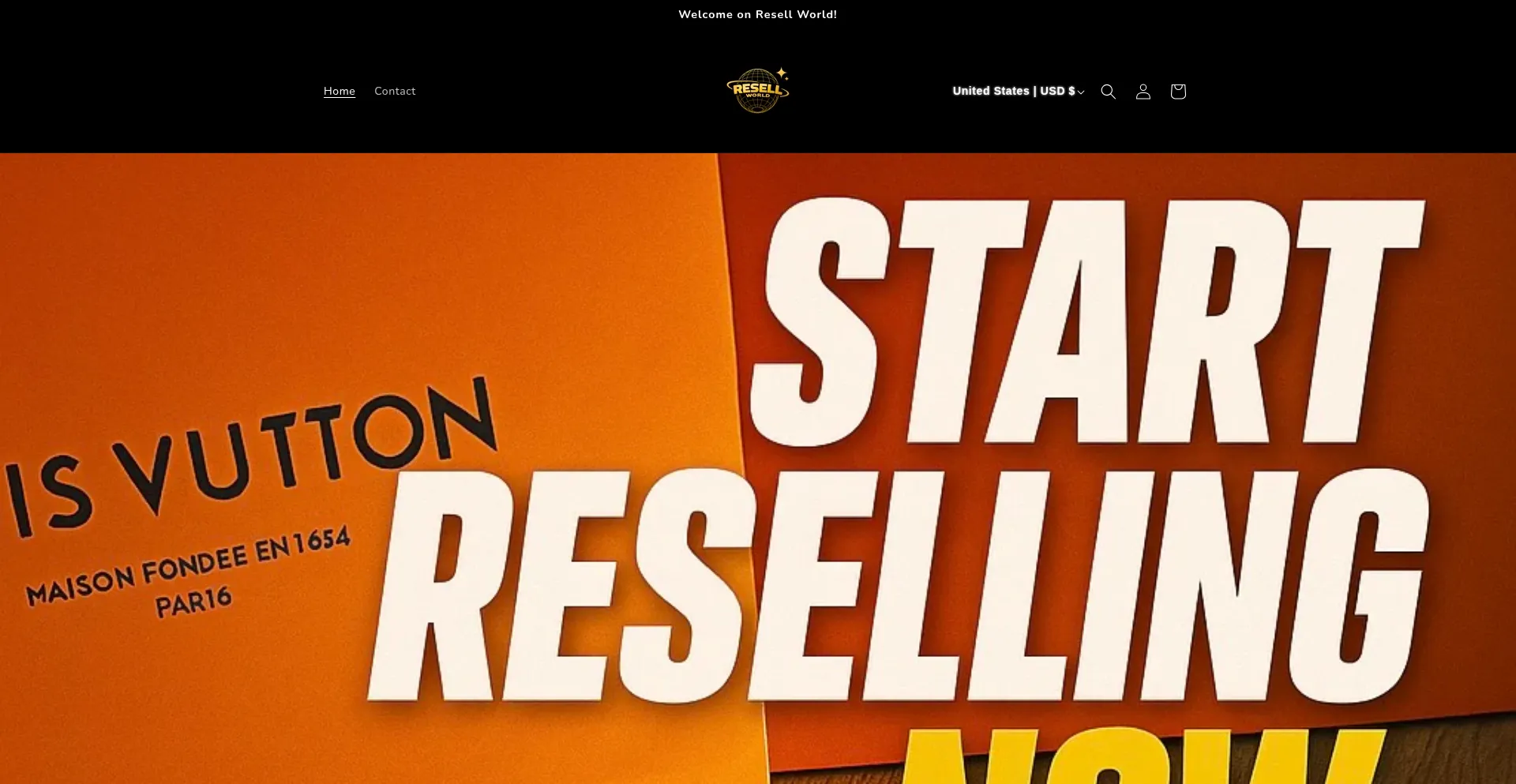 Website screenshot of Resellworld.co