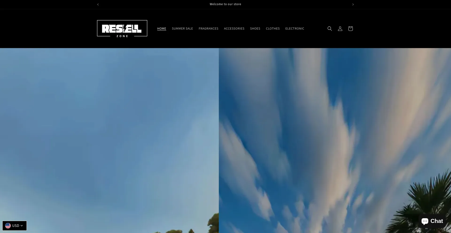 Website screenshot of Resellzone.shop