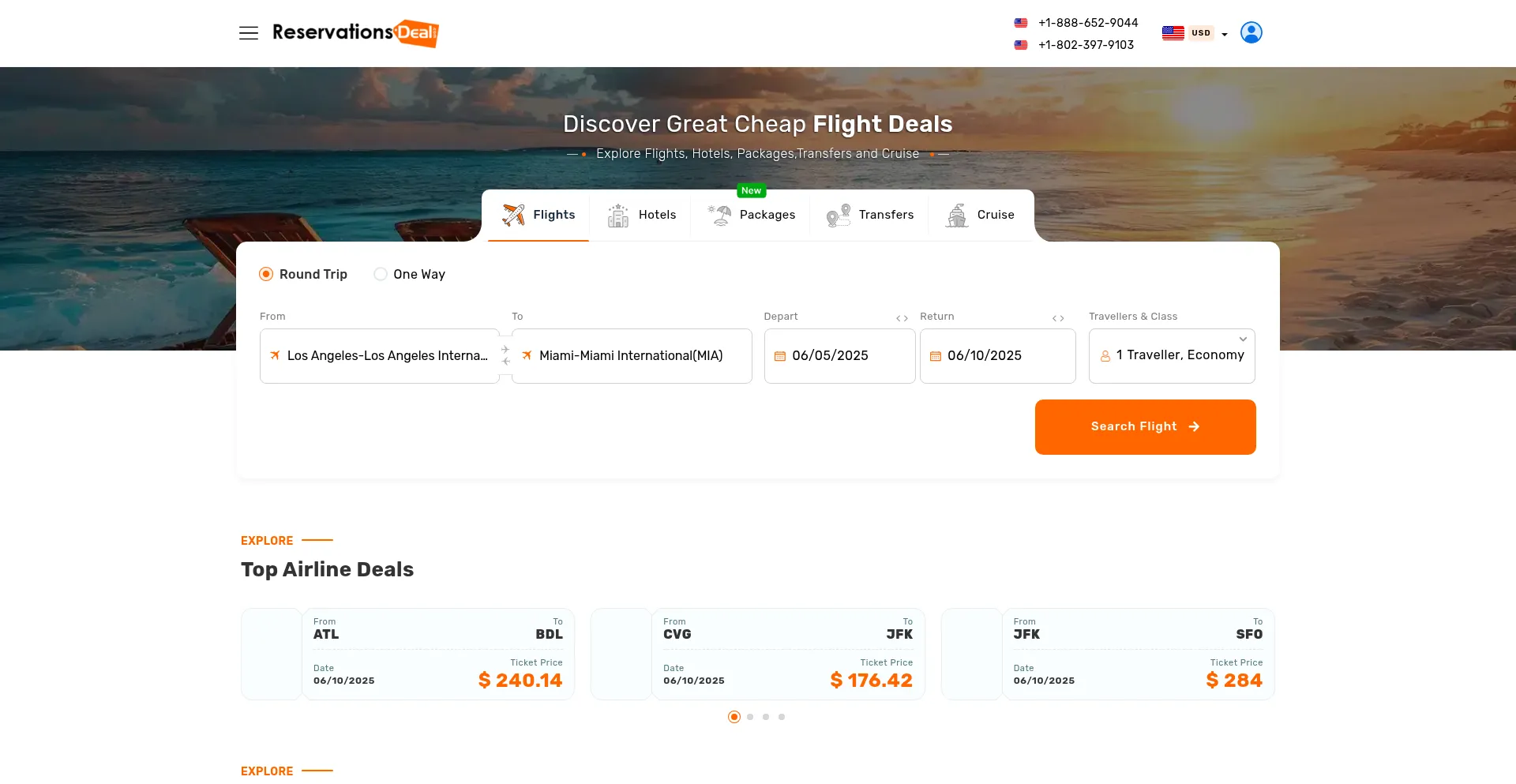 Website screenshot of Reservationsdeal.com
