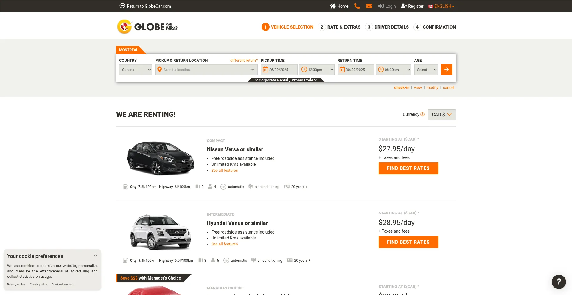 Reserve.globecar.com Screenshot