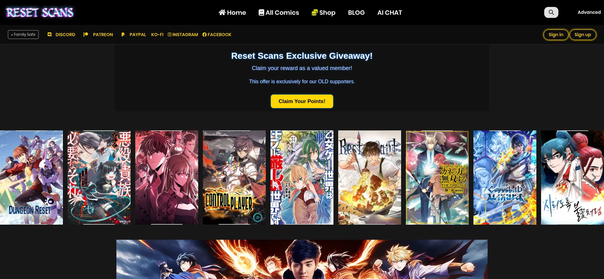 Website screenshot of Reset-scans.co