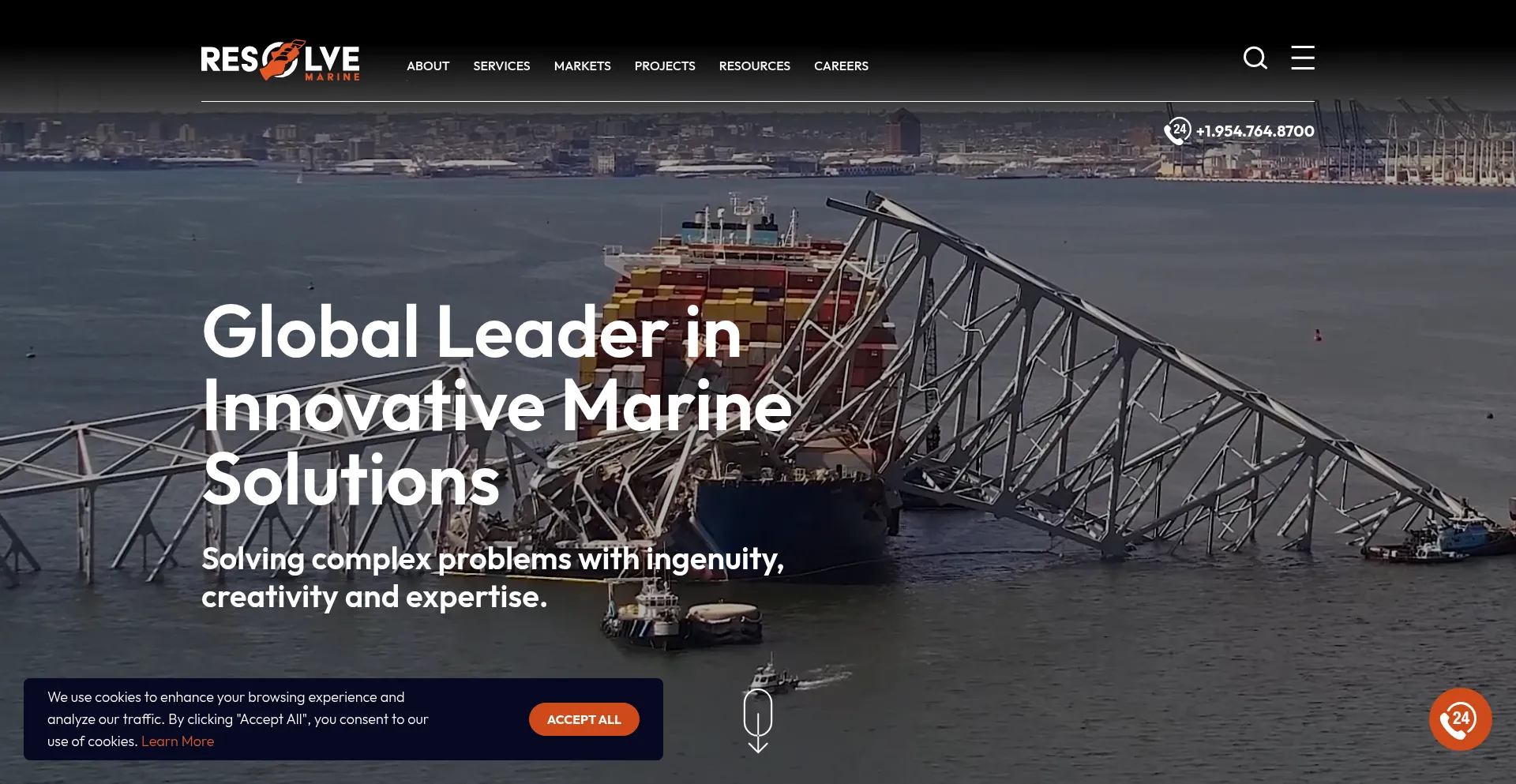 Website screenshot of Resolvemarine.com
