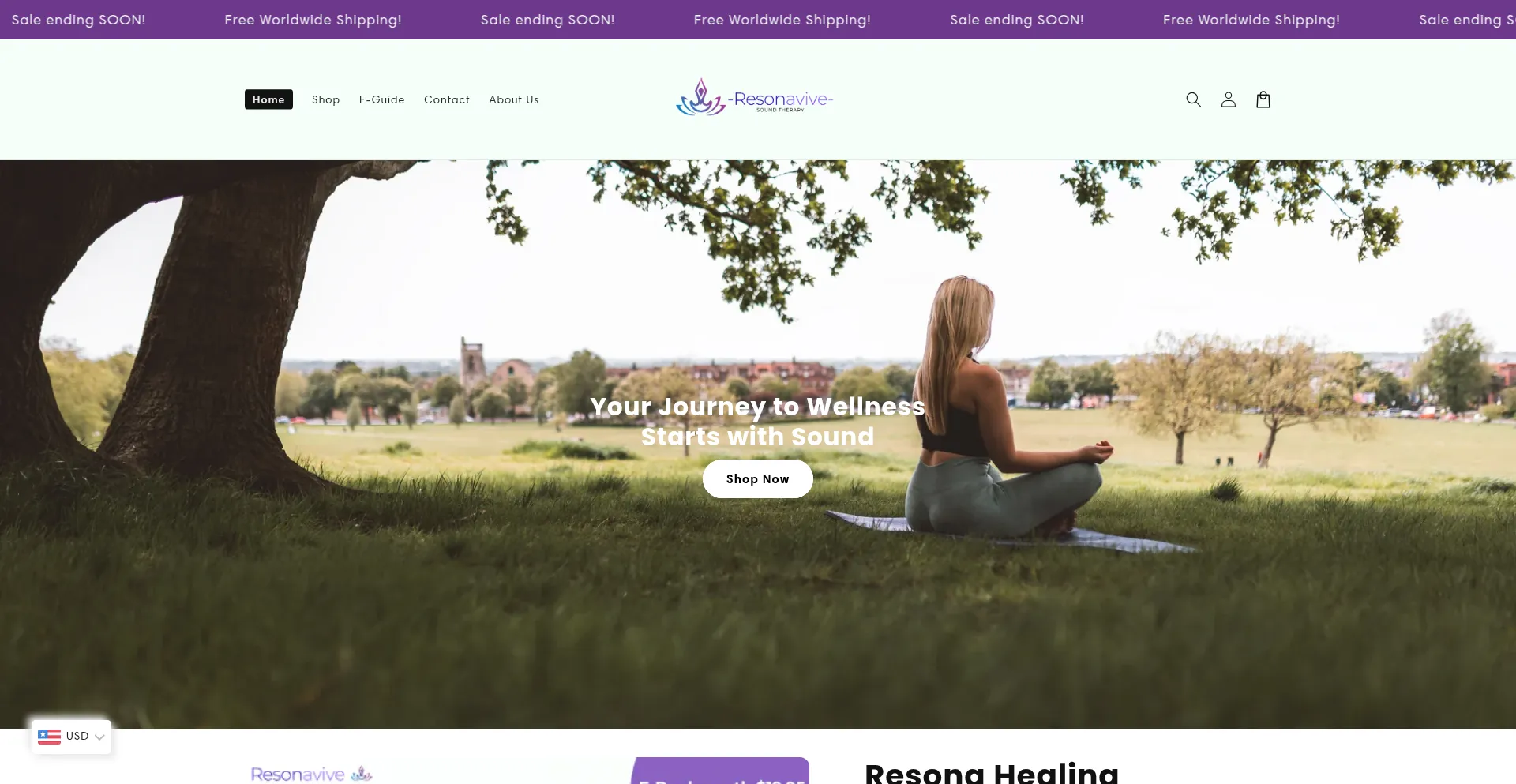 Website screenshot of Resonavive.com