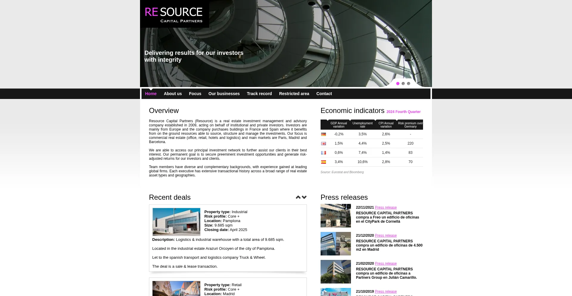 Website screenshot of Resource-eu.com