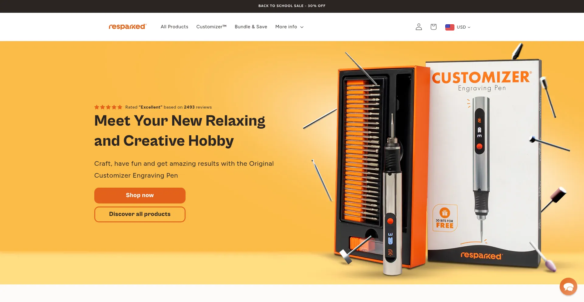 Website screenshot of Resparked.com