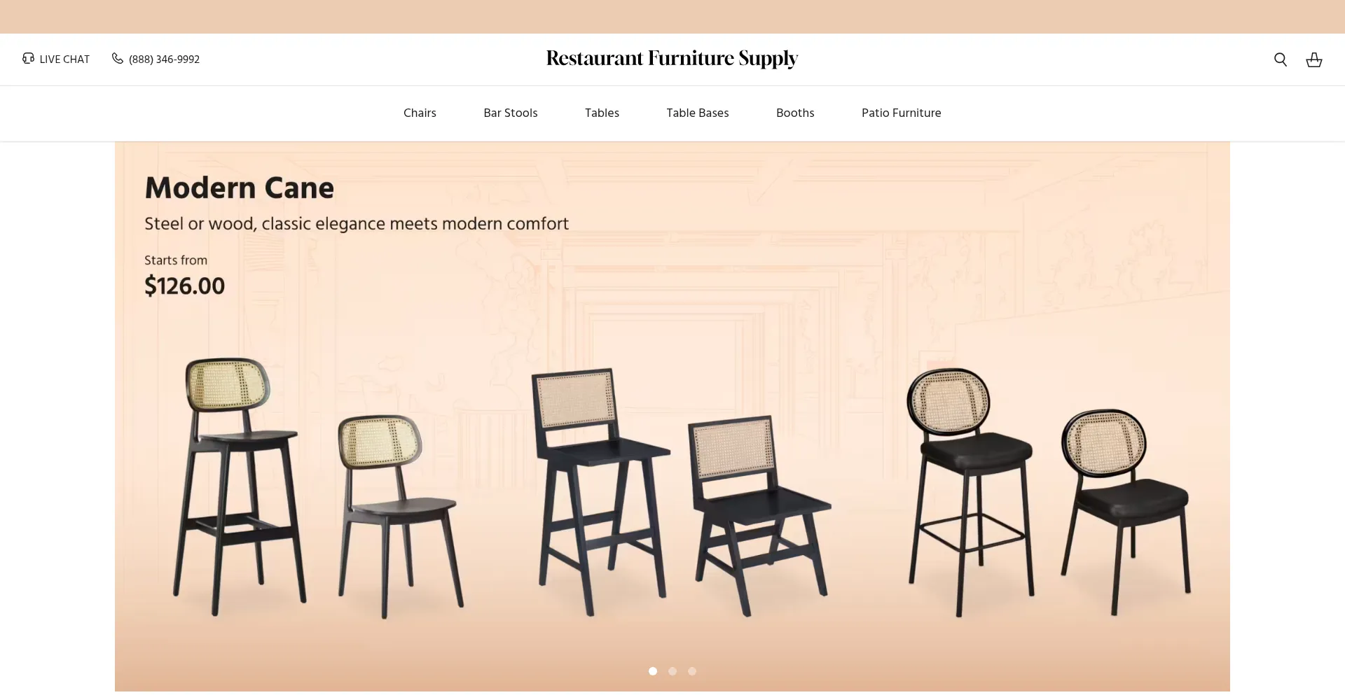Website screenshot of Restaurantfurnituresupply.com