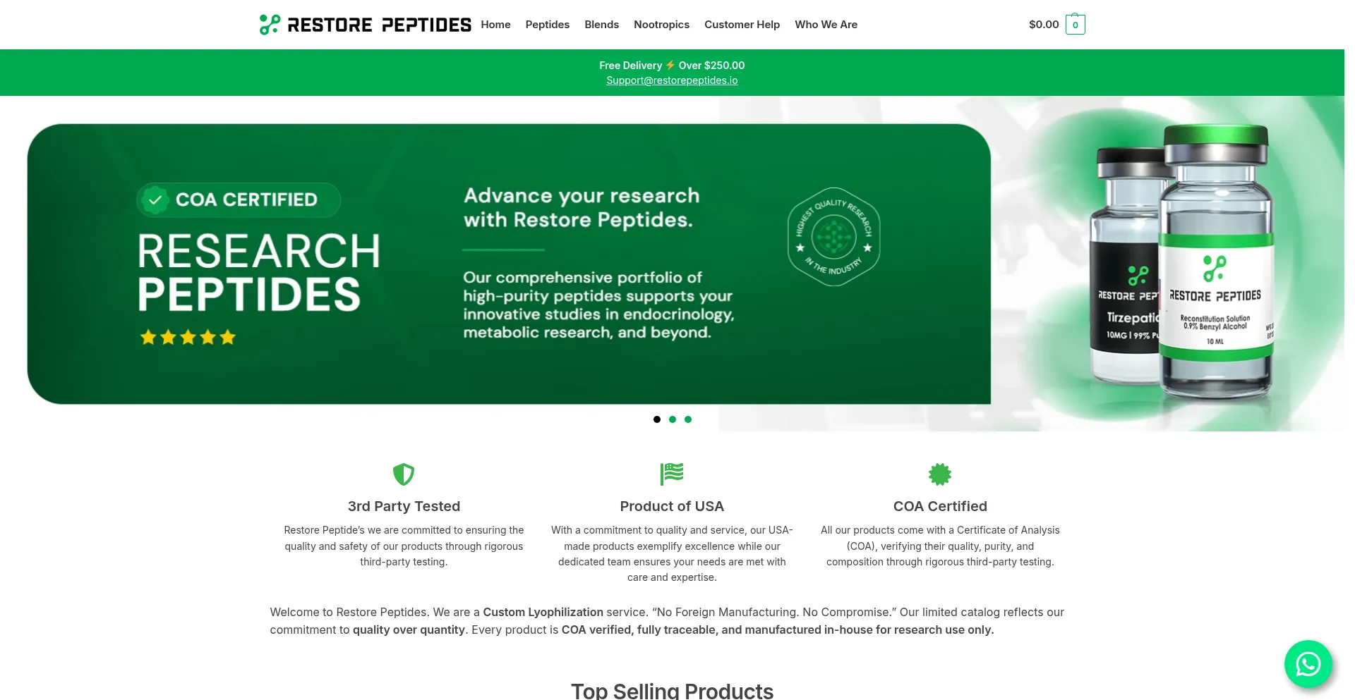 Restorepeptides.io Screenshot