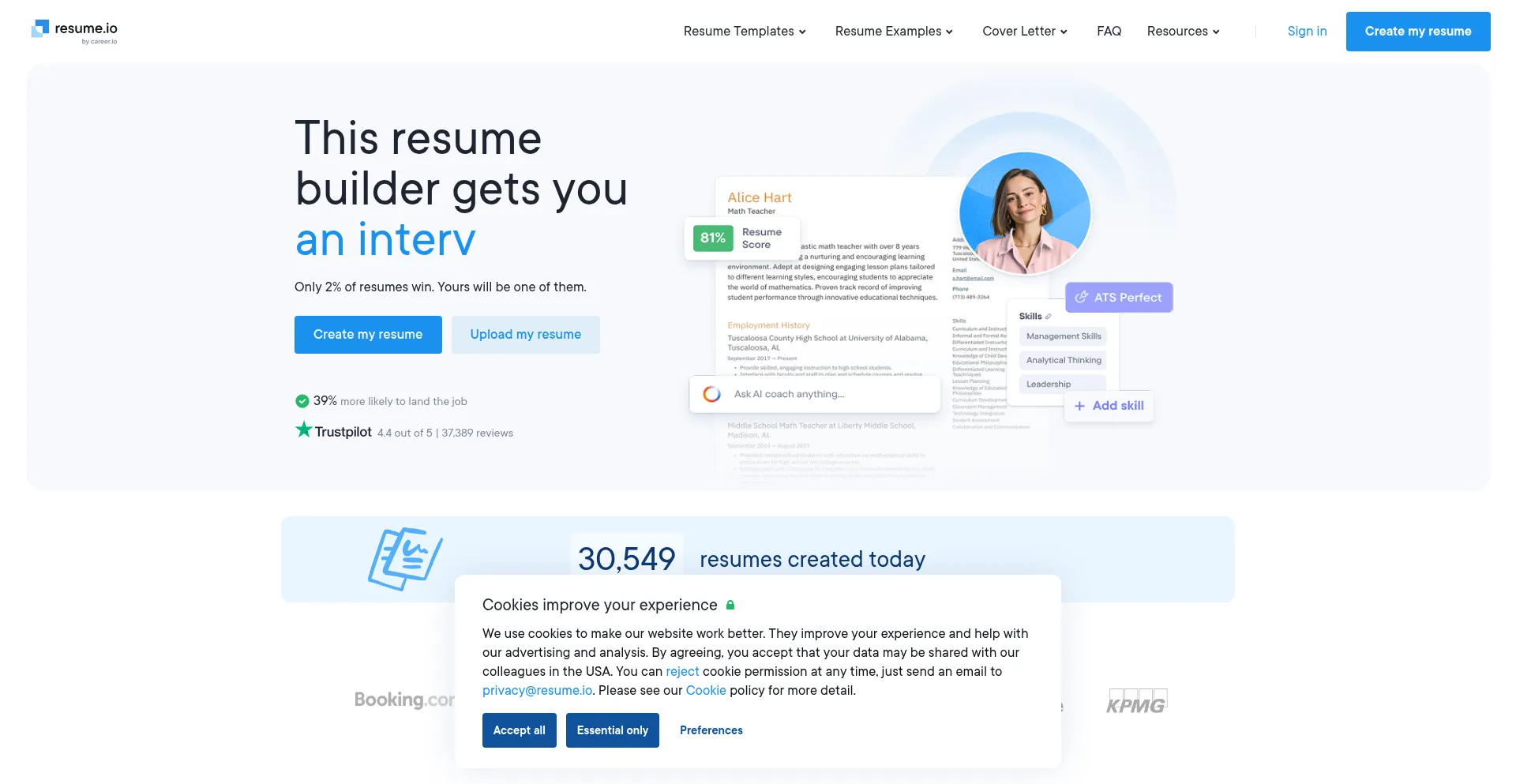 Resume.io Screenshot
