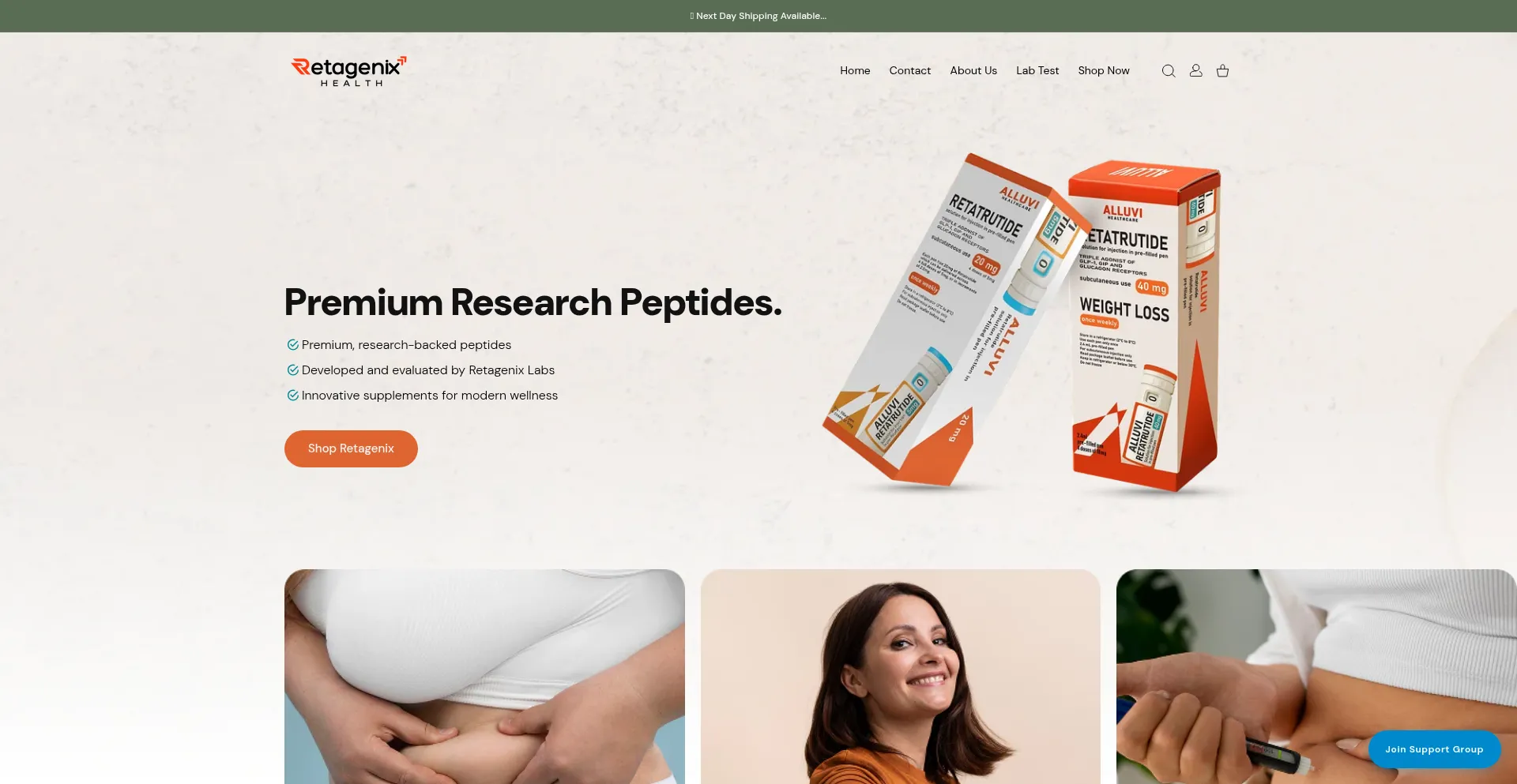 Website screenshot of Retagenix.com