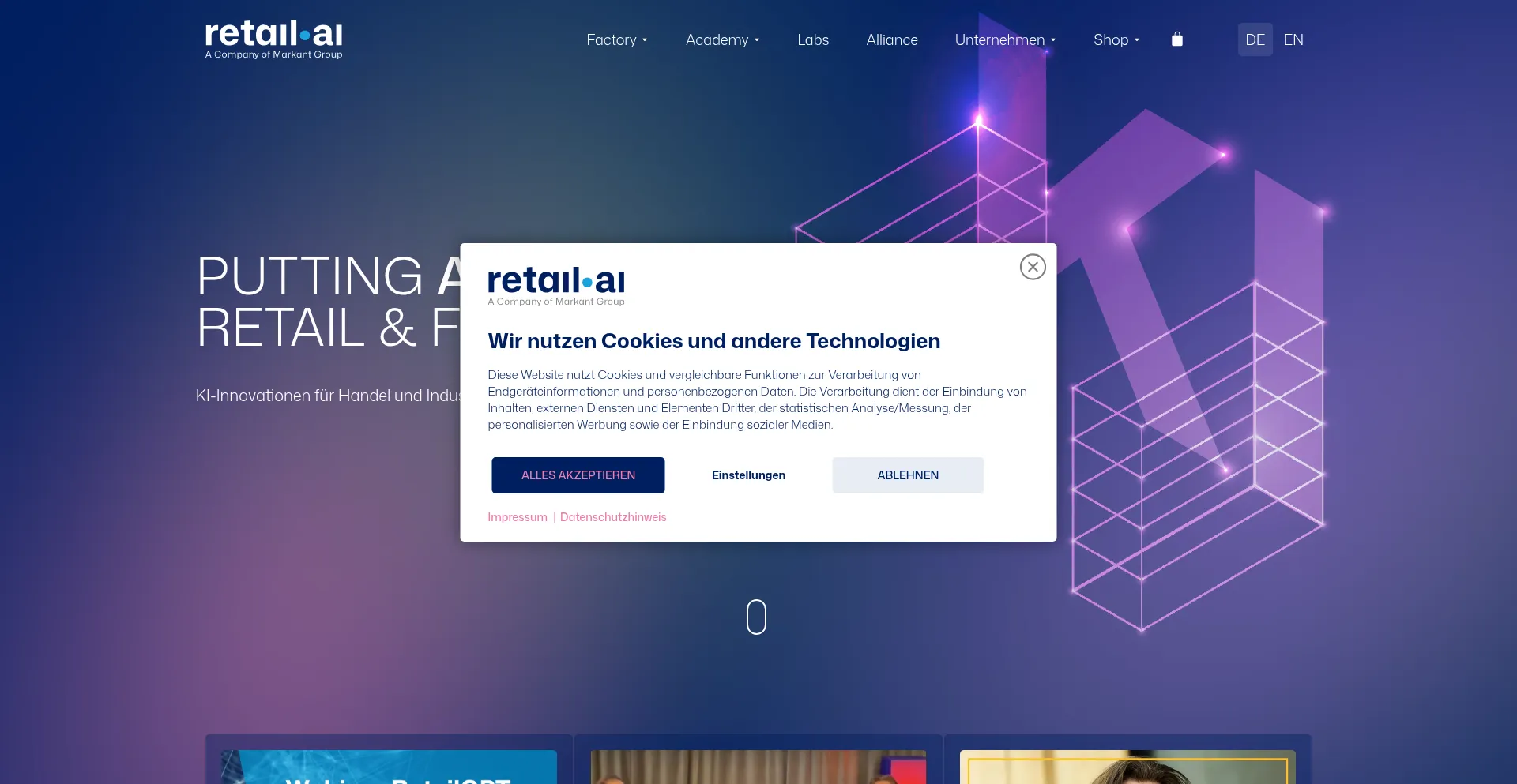 Website screenshot of Retailai.io